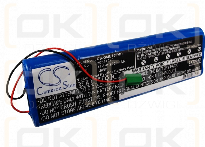 GE Cardiosmart Mac 1200 EKG-Rekorder / 30344270 2000 mAh Ni-MH 18,0 V (Cameron Sino)