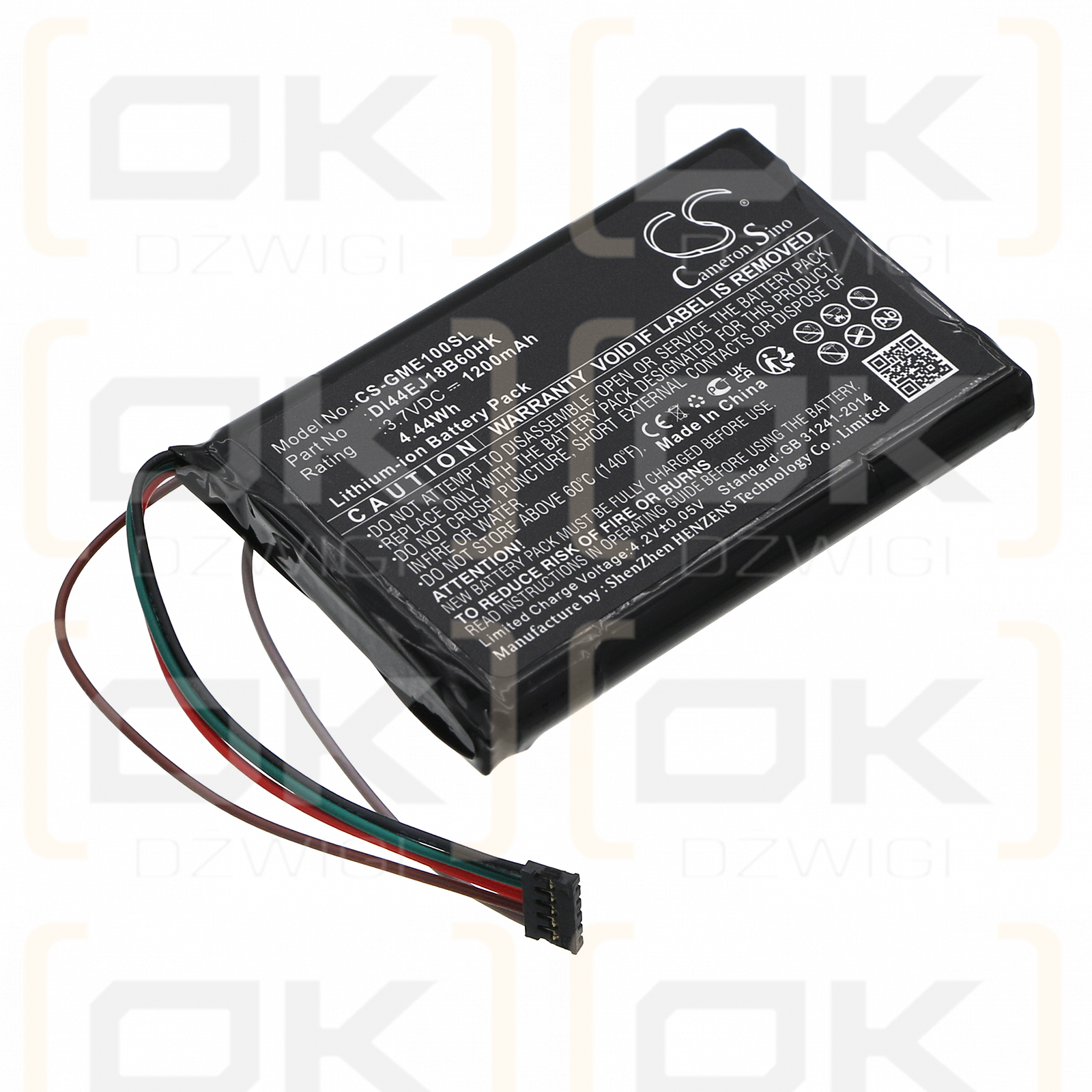 Garmin 010-020229-00 / DI44EJ18B60HK 1200mAh Li-ion 3.7V (Cameron Sino)