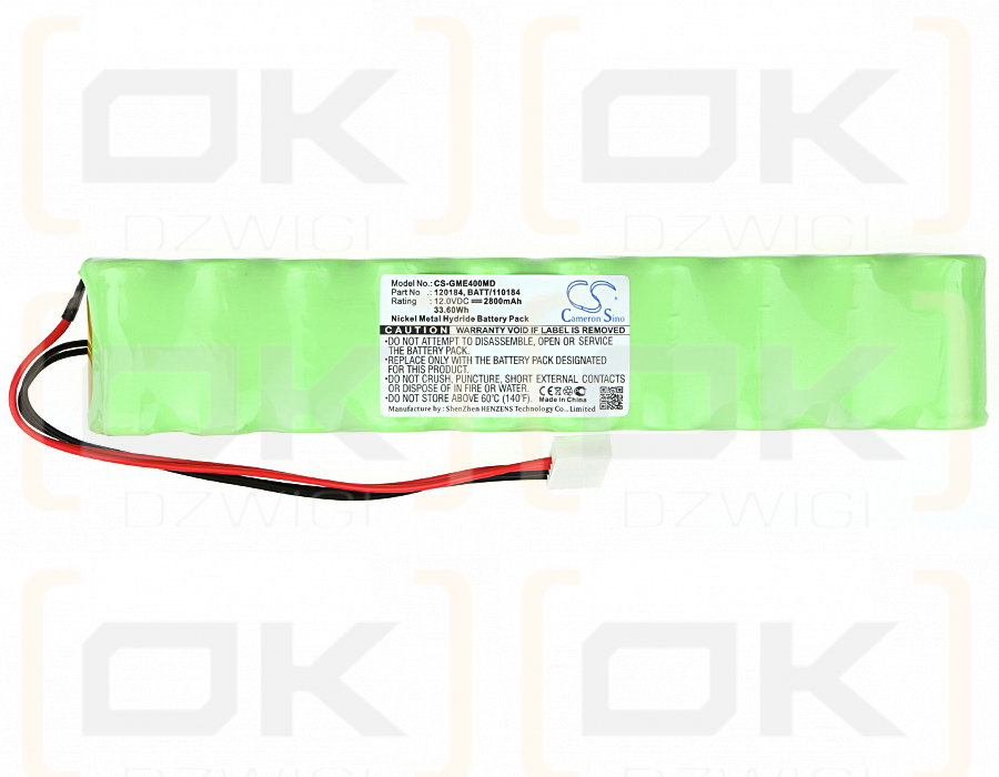 Hellige Marquette Eagle 4000 / 110184 2800 mAh Ni-MH 12,0 V (Cameron Sino)