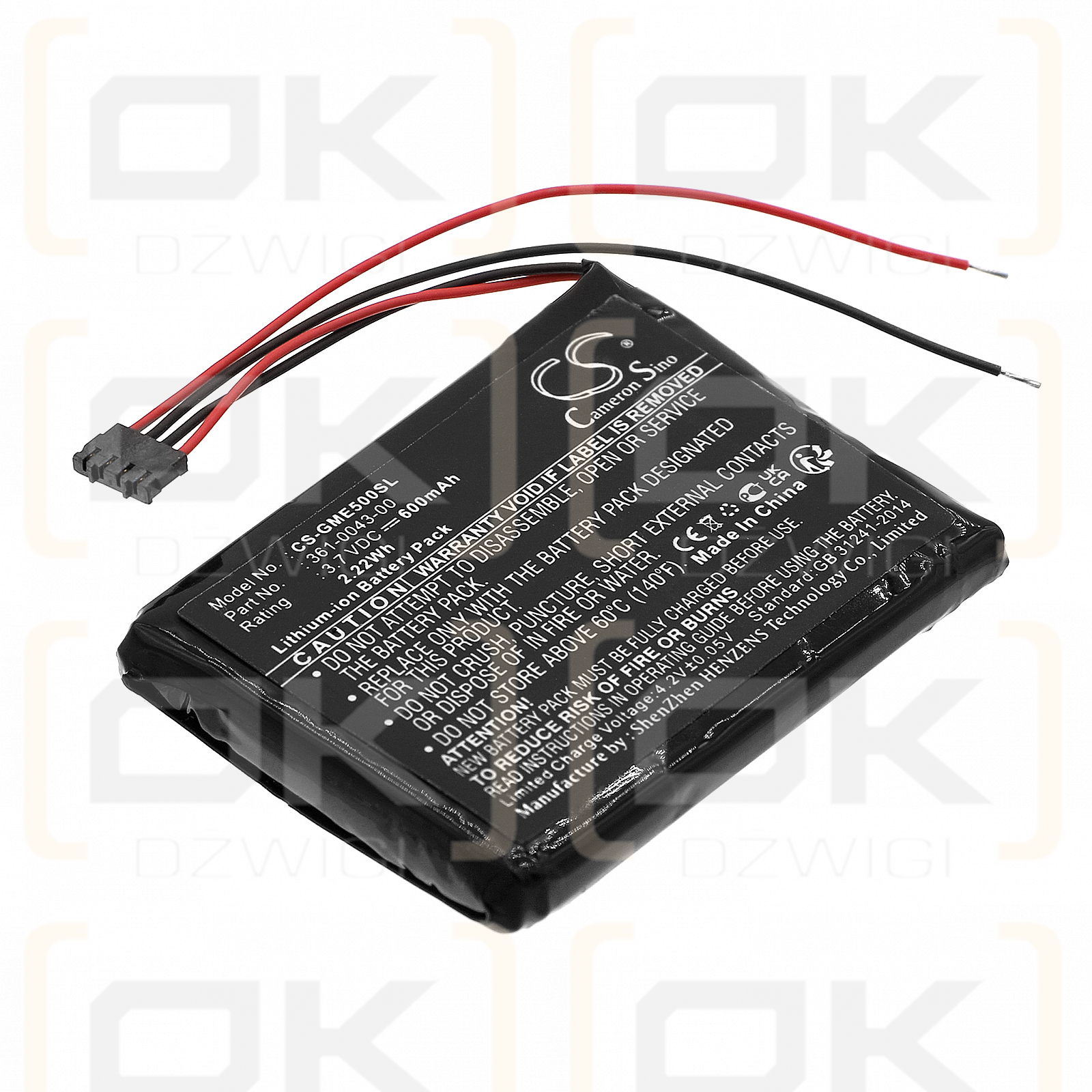 Garmin 4RL58983 / 361-0043-00 600mAh Li-ion 3.7V (Cameron Sino)