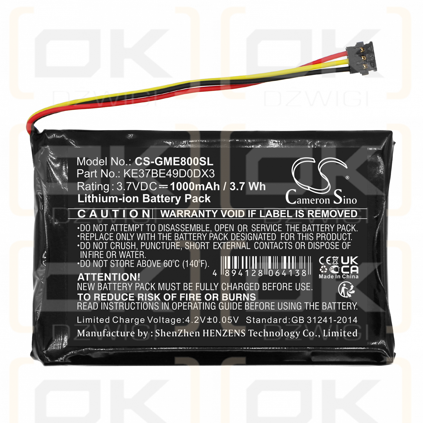 Garmin Edge 810 / KE37BE49D0DX3 1000mAh Li-ion 3.7V (Cameron Sino)