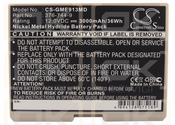 GE SCP-922 / 376-744-9 3000mAh Ni-MH 12.0V (Cameron Sino)