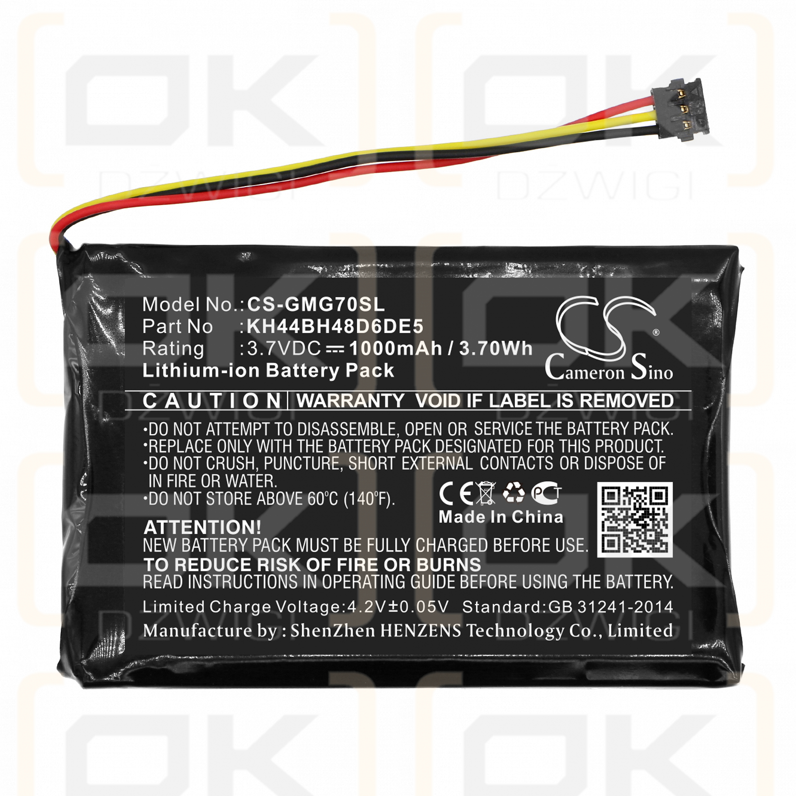 Garmin Approach G7 / KH44BH48D6DE5 1000 mAh Li-Ion 3,7 V (Cameron Sino)