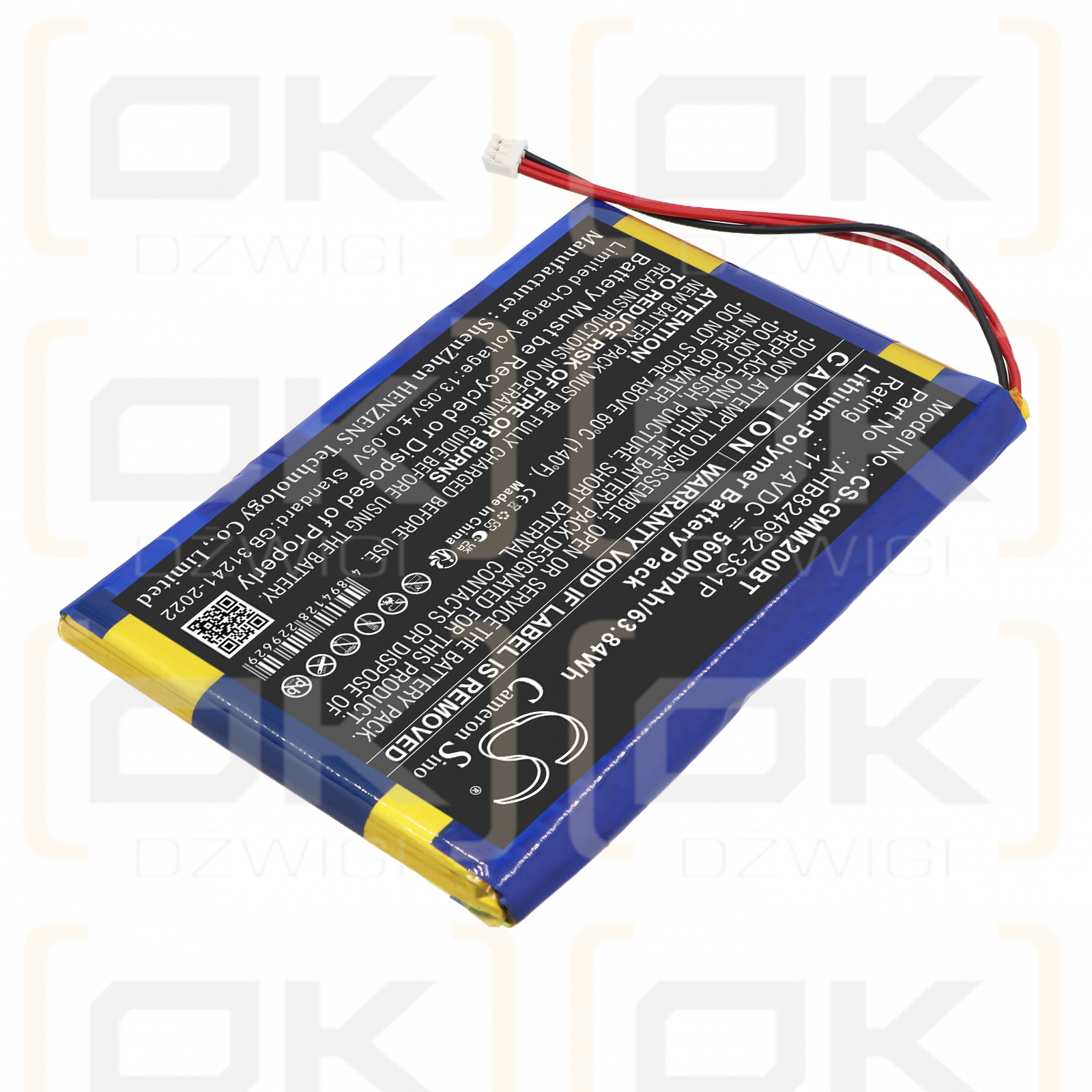 Replacement battery for Golden Media Multibox / AHB824692-3S1P 5600 mAh Li-Polymer 11.4 V (Cameron Sino)