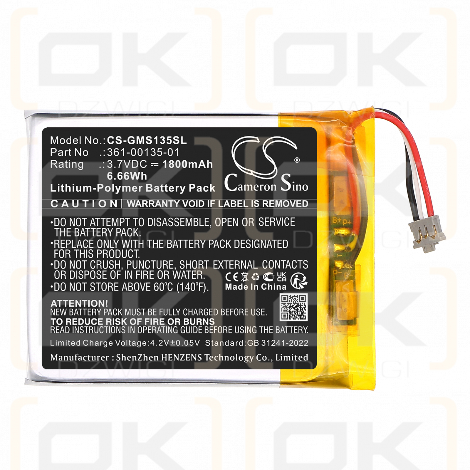 Garmin inReach Messenger / 361-00135-01 1800 мА·ч литий-полимерный 3,7 В (Cameron Sino)