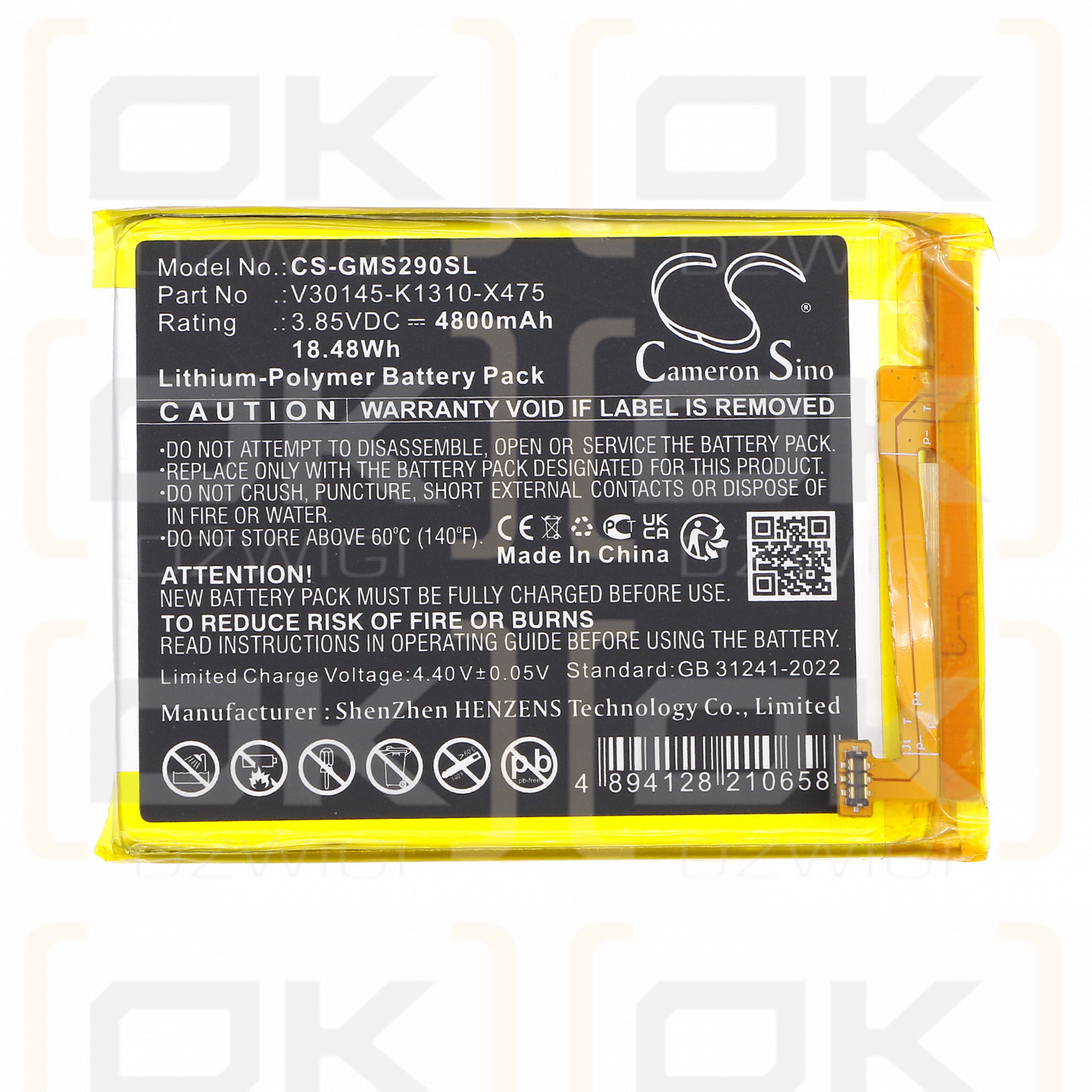 Gigaset GS290 / V30145-K1310-X475 4800mAh Li-Polymer 3.85V (Cameron Sino)