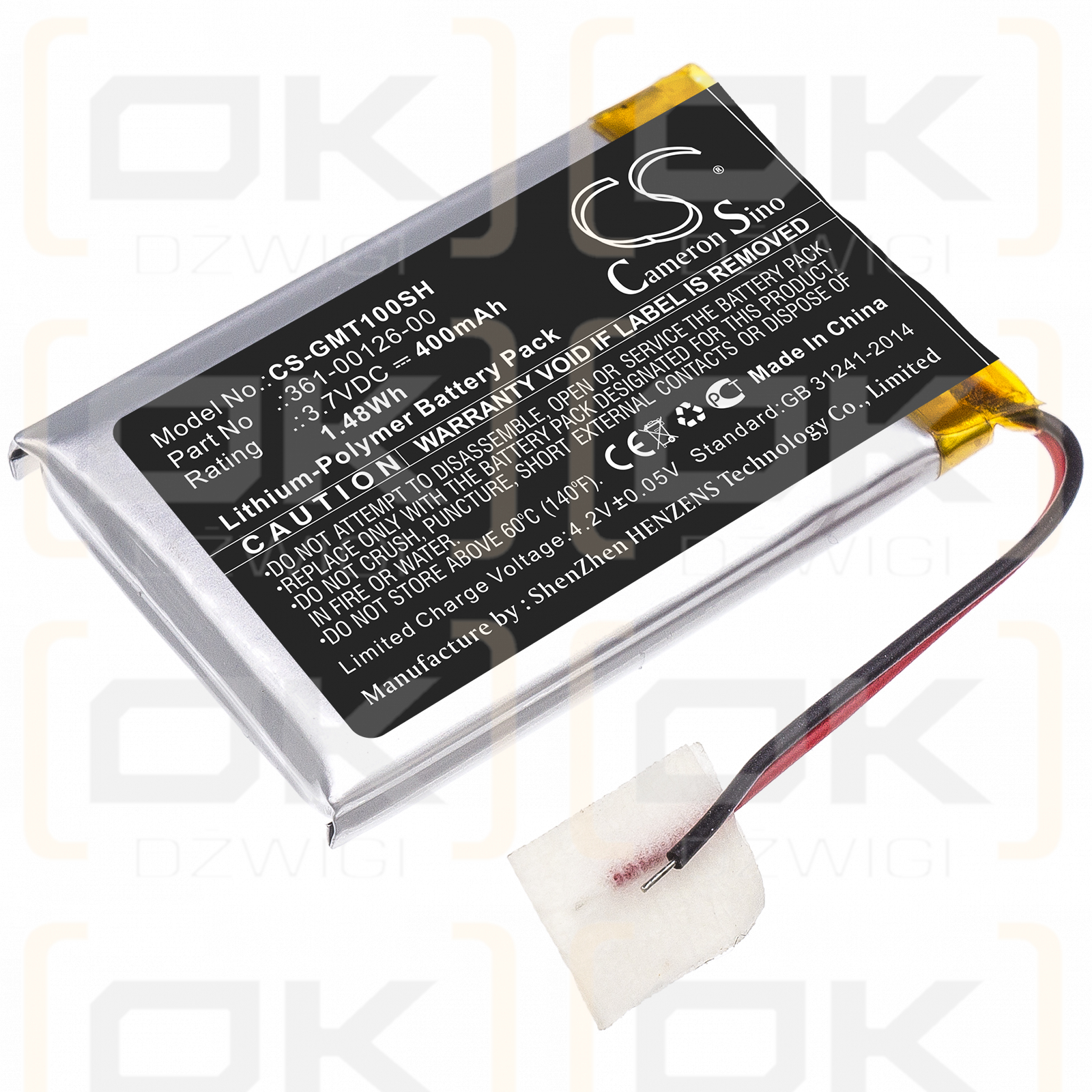 Garmin 010-02357-00 / 361-00126-00 400 mAh Li-Polymer 3,7 V (Cameron Sino)