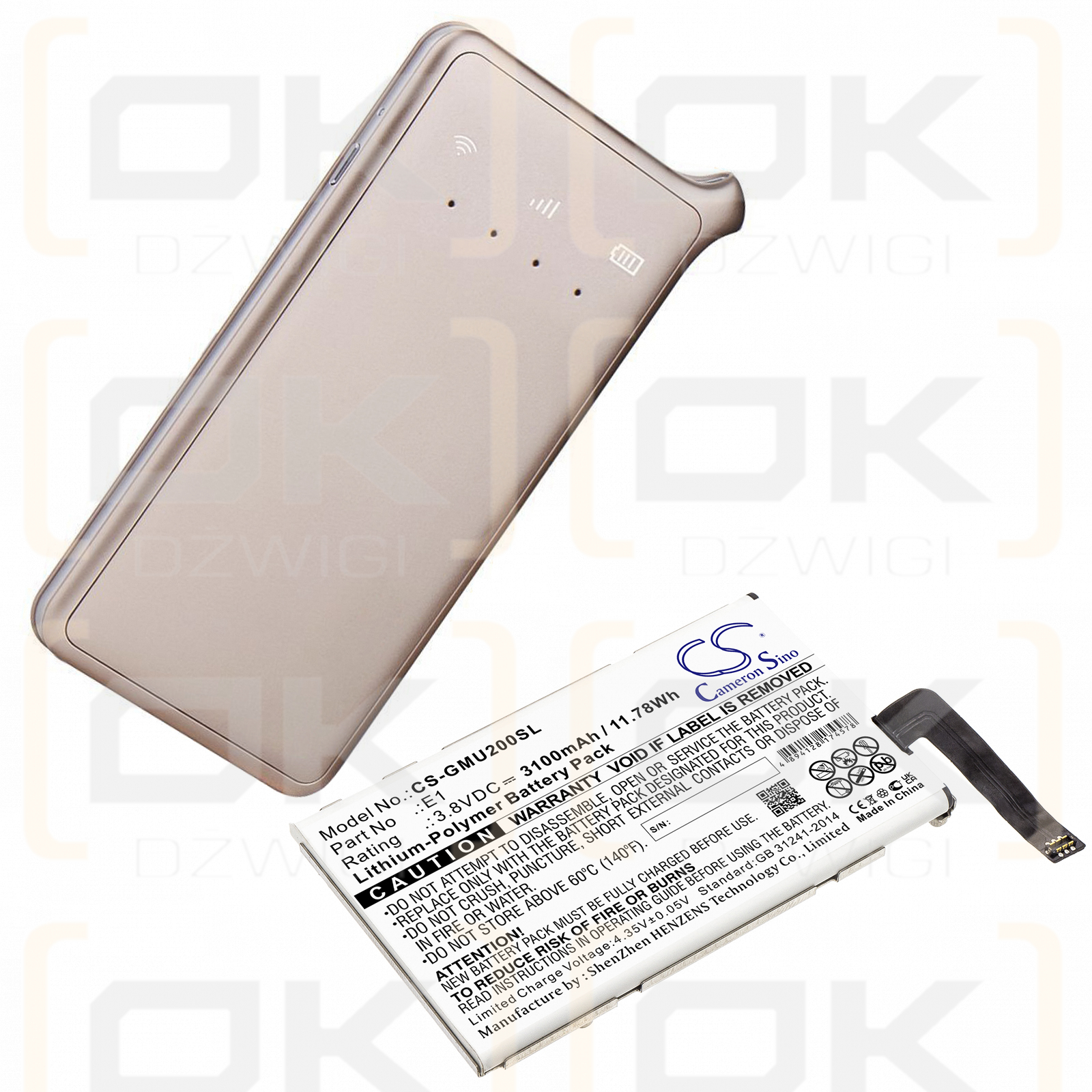 GlocalMe GLMU18A02 3100mAh Li-Polymer 3.8V (Cameron Sino)