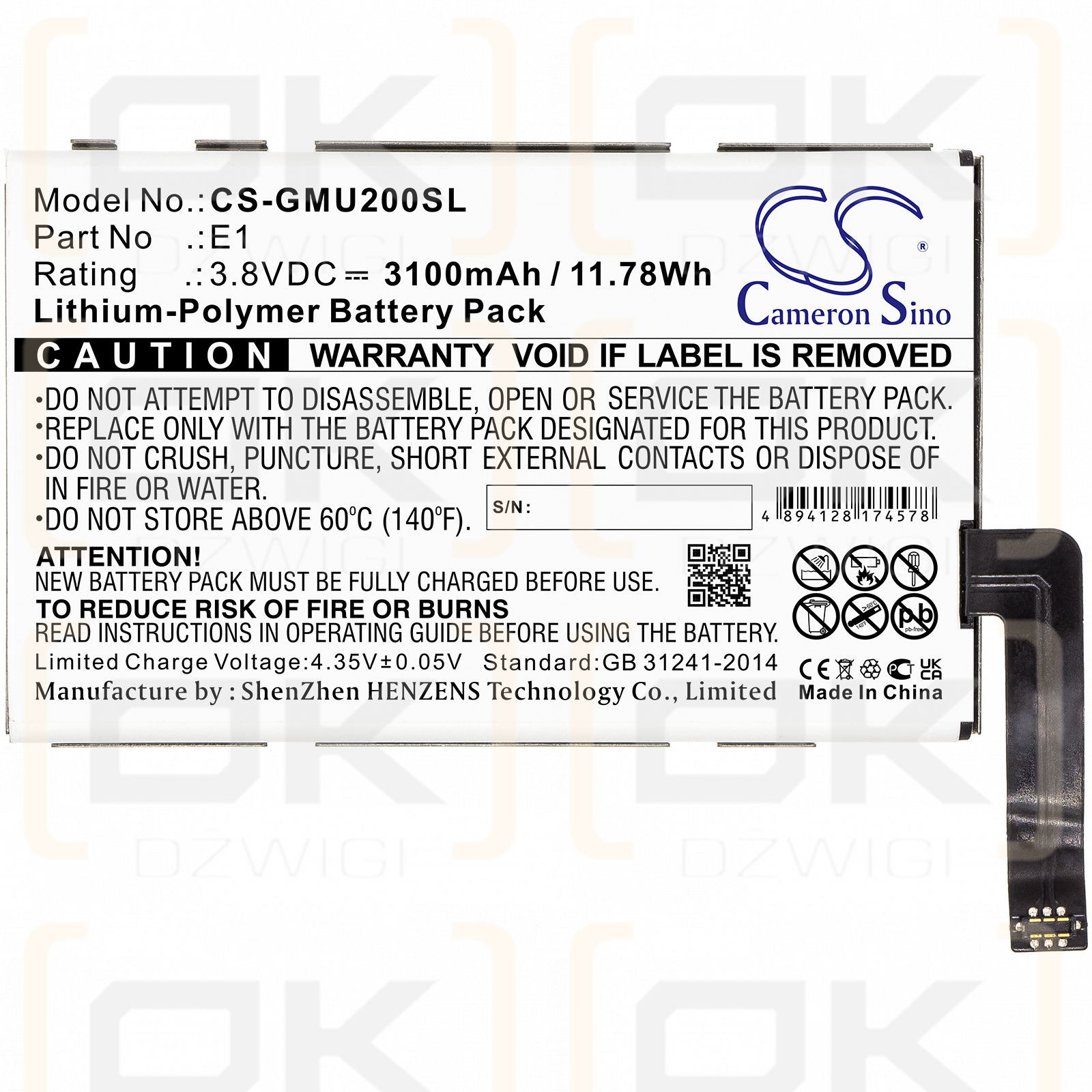 GlocalMe GLMU18A02 3100mAh Li-Polymer 3.8V (Cameron Sino)