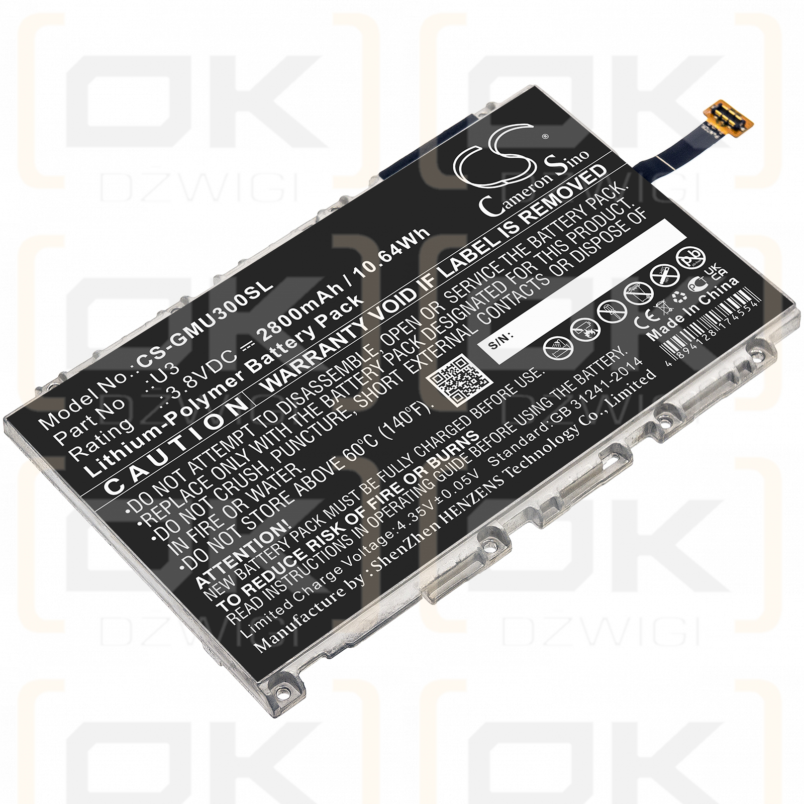 GlocalMe GLMU19A02W 2800mAh Li-Polymer 3.8V (Cameron Sino)