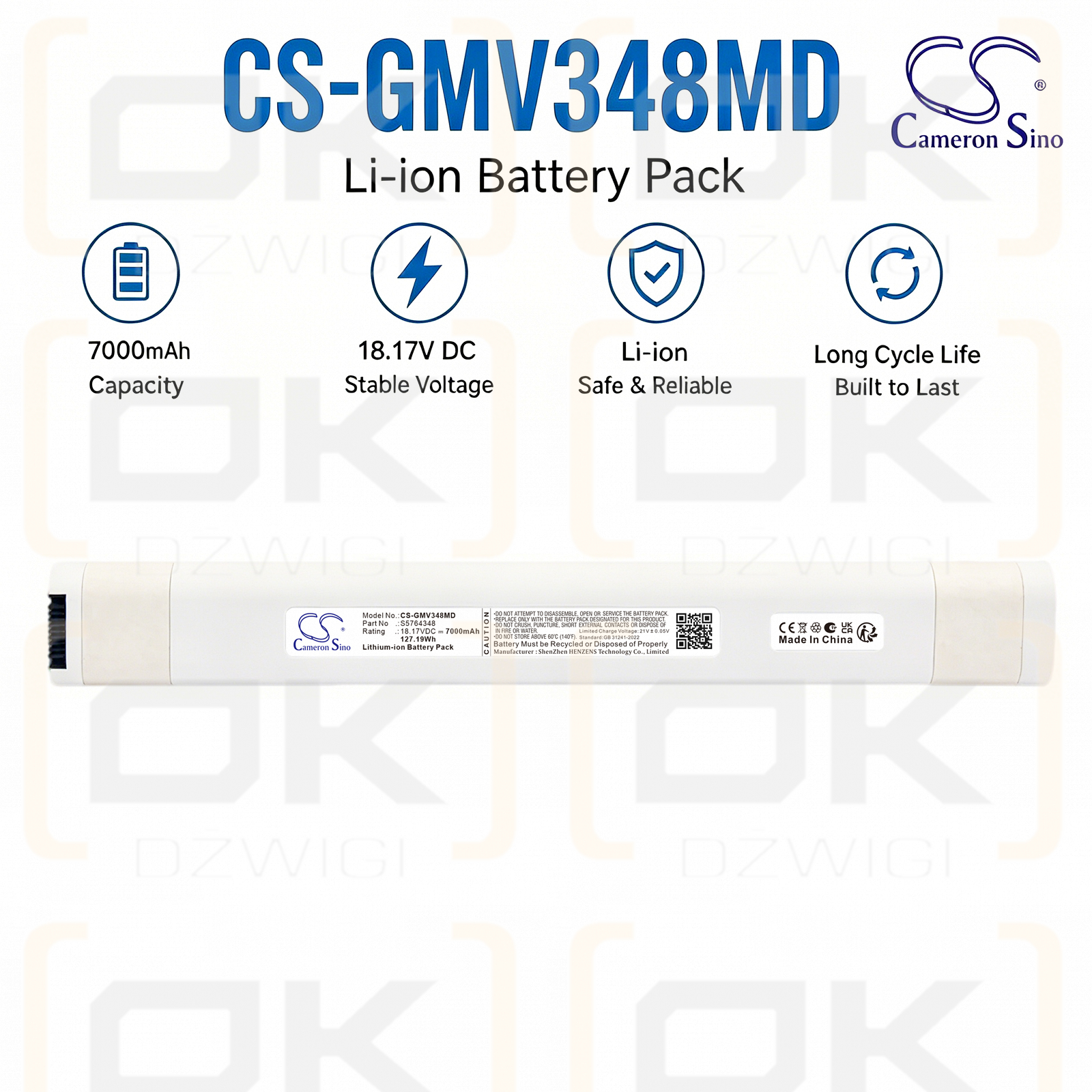 Сменный аккумулятор для ультразвукового аппарата GE Ultrasonic Venue Go / S5764348 7000 мАч Li-ion 18,17 В (Cameron Sino)