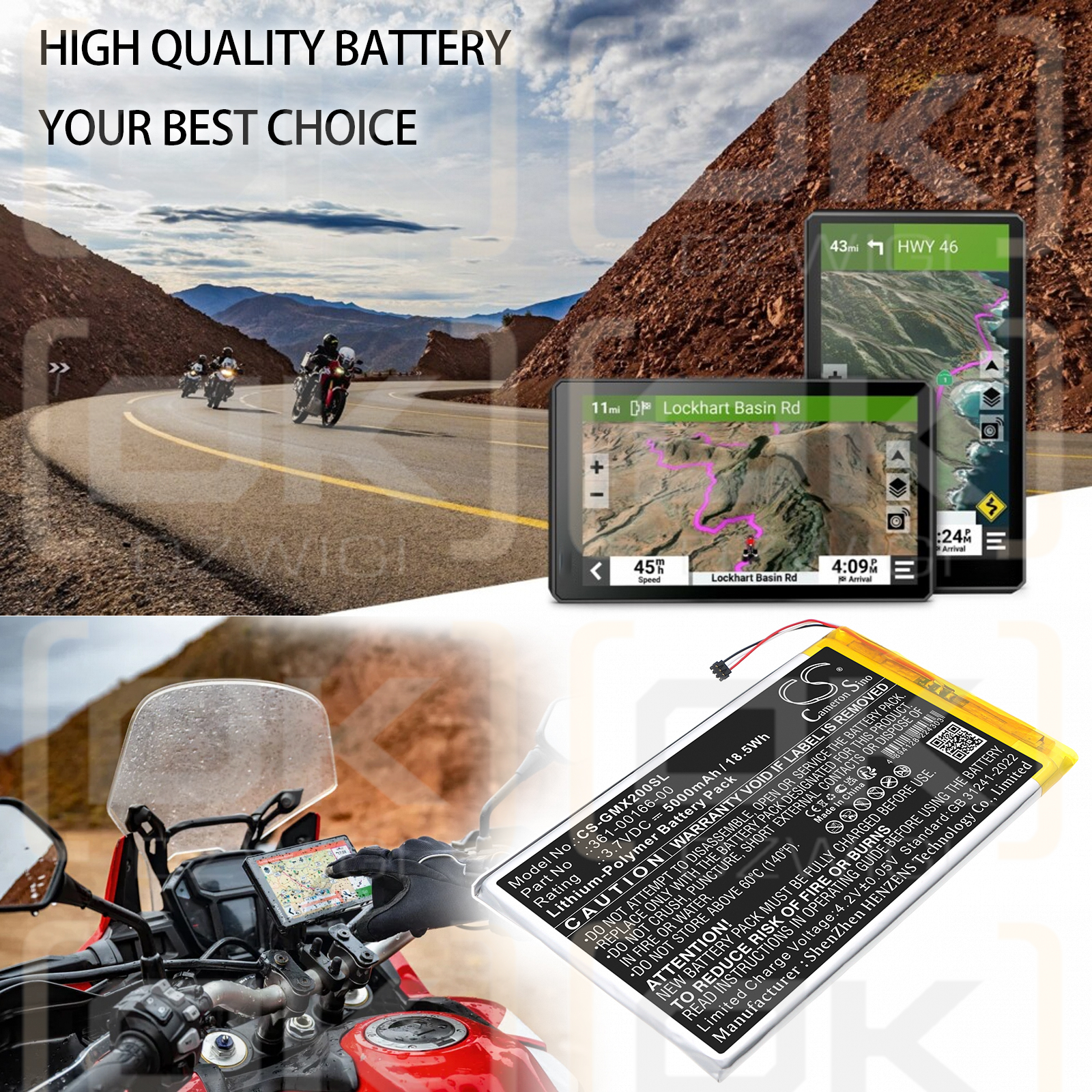 Garmin Zumo XT2 / 361-00166-00 5000 mAh Li-Polymer 3,7 V (Cameron Sino)