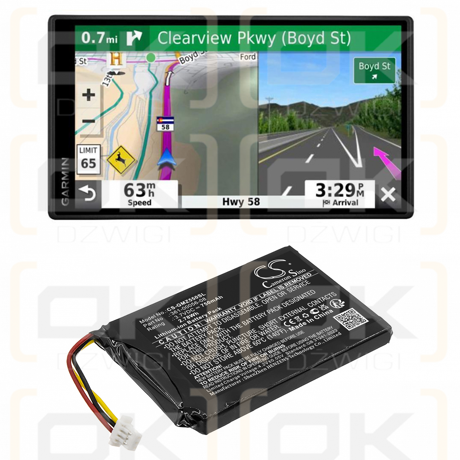Garmin DriveSmart 60LMT / 361-00056-08 750mAh Li-ion 3.7V (Cameron Sino)