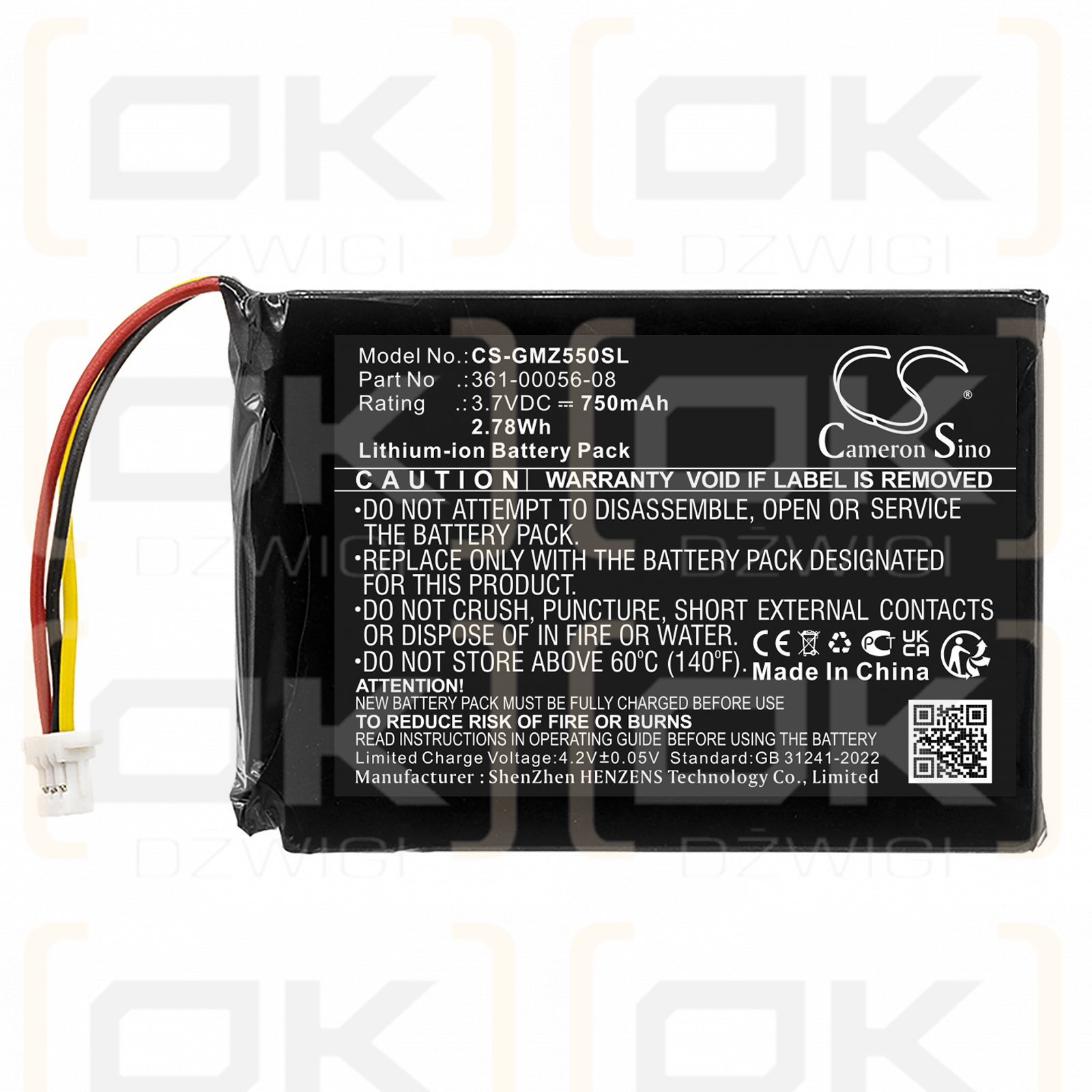 Garmin DriveSmart 60LMT / 361-00056-08 750mAh Li-ion 3.7V (Cameron Sino)