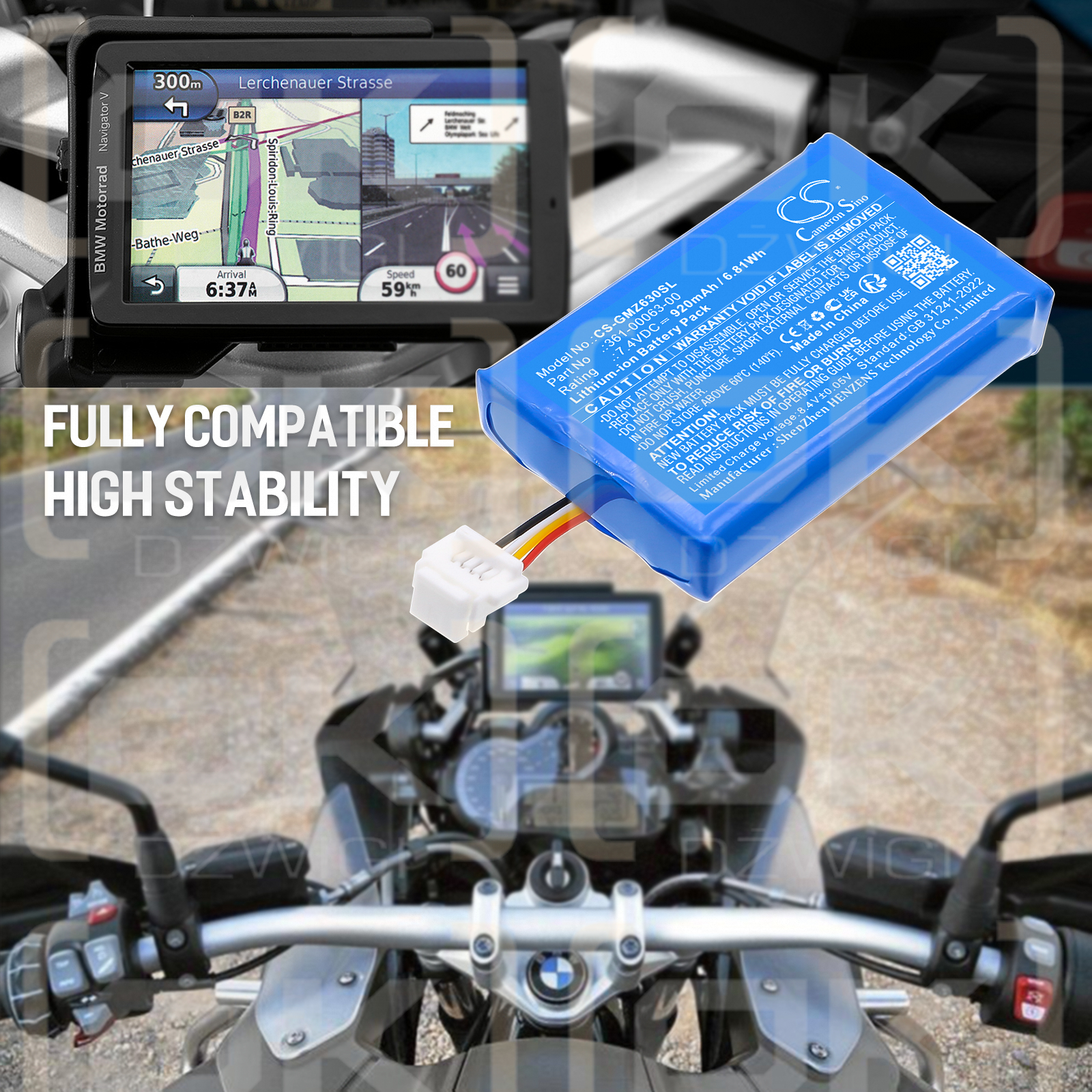 Garmin Zumo / 361-00063-00 920mAh Li-ion 7.4V (Cameron Sino)