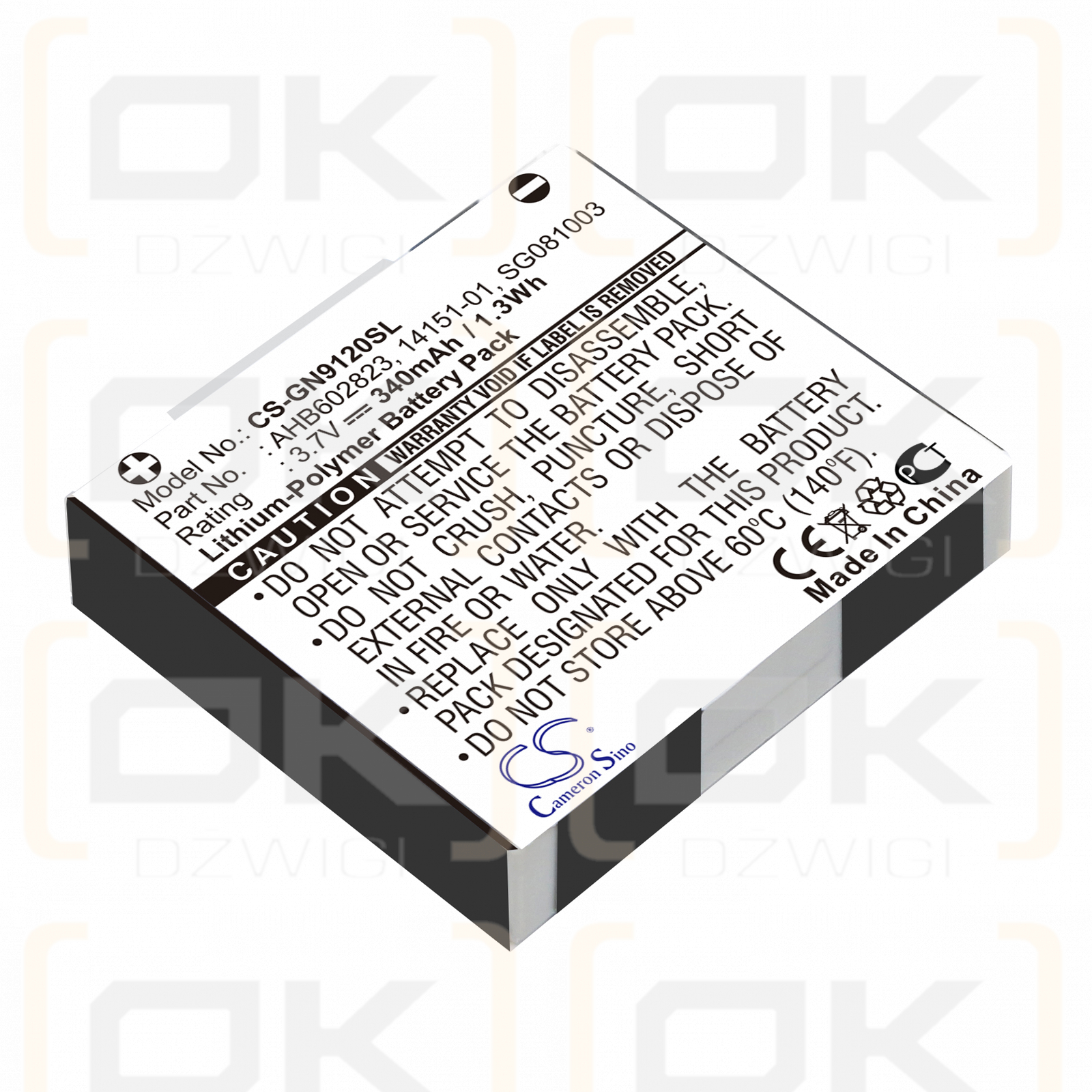 GN Netcom 9125 / 14151-01 340 mAh Li-polímero 3,7 V (Cameron Sino)