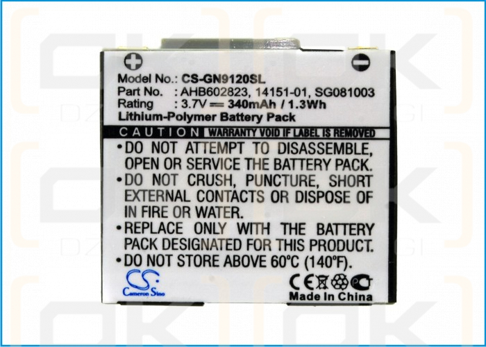 GN Netcom 9125 / 14151-01 340mAh Li-Polímero 3.7V (Cameron Sino)