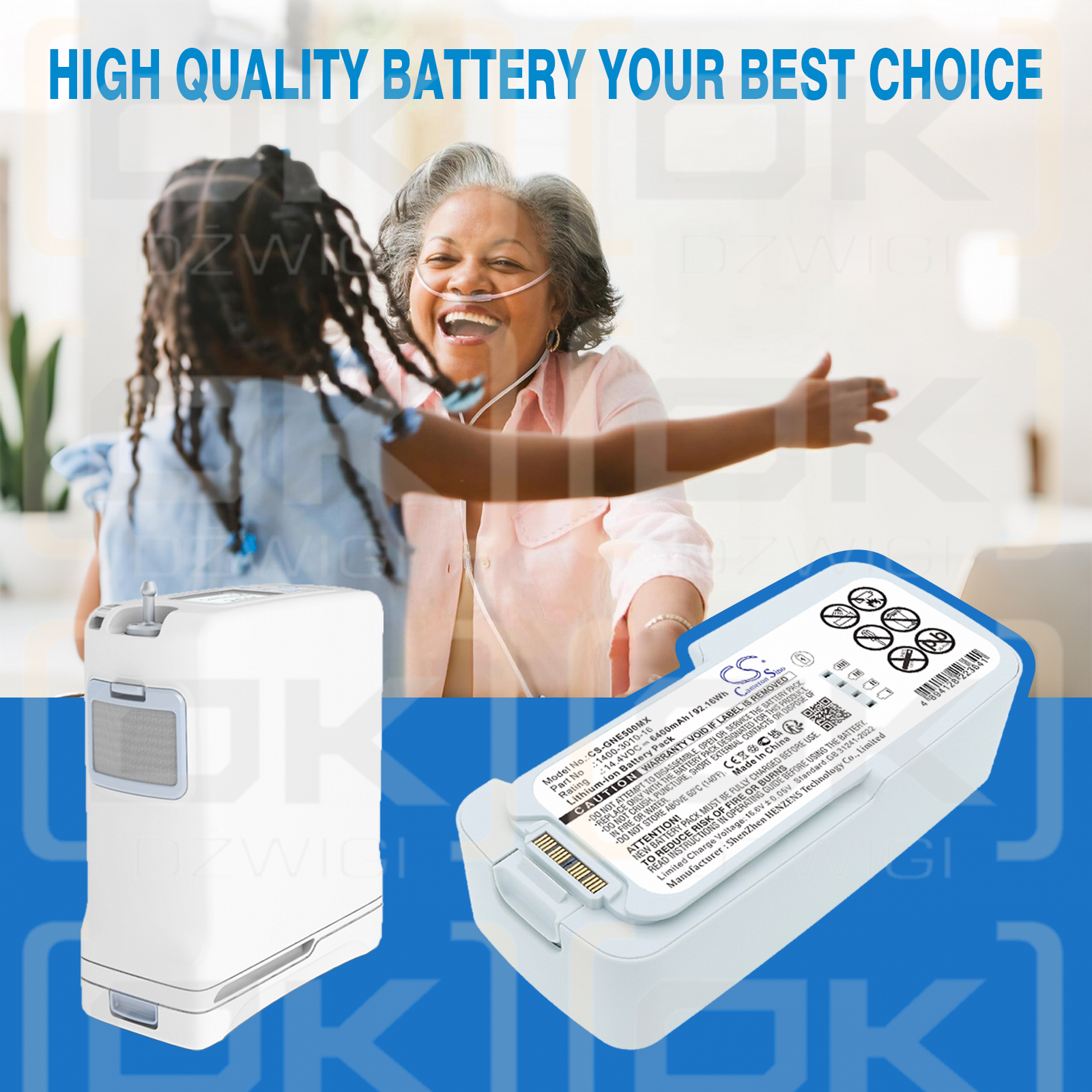 Inogen Rove 6 / 1400-3010-16 6400 mAh Li-ion 14.4 V (Cameron Sino)