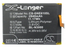 Replacement Battery for GIONEE E6 Mini / BL-N3000 2940 mAh Li-Polymer 3.8 V (Cameron Sino)