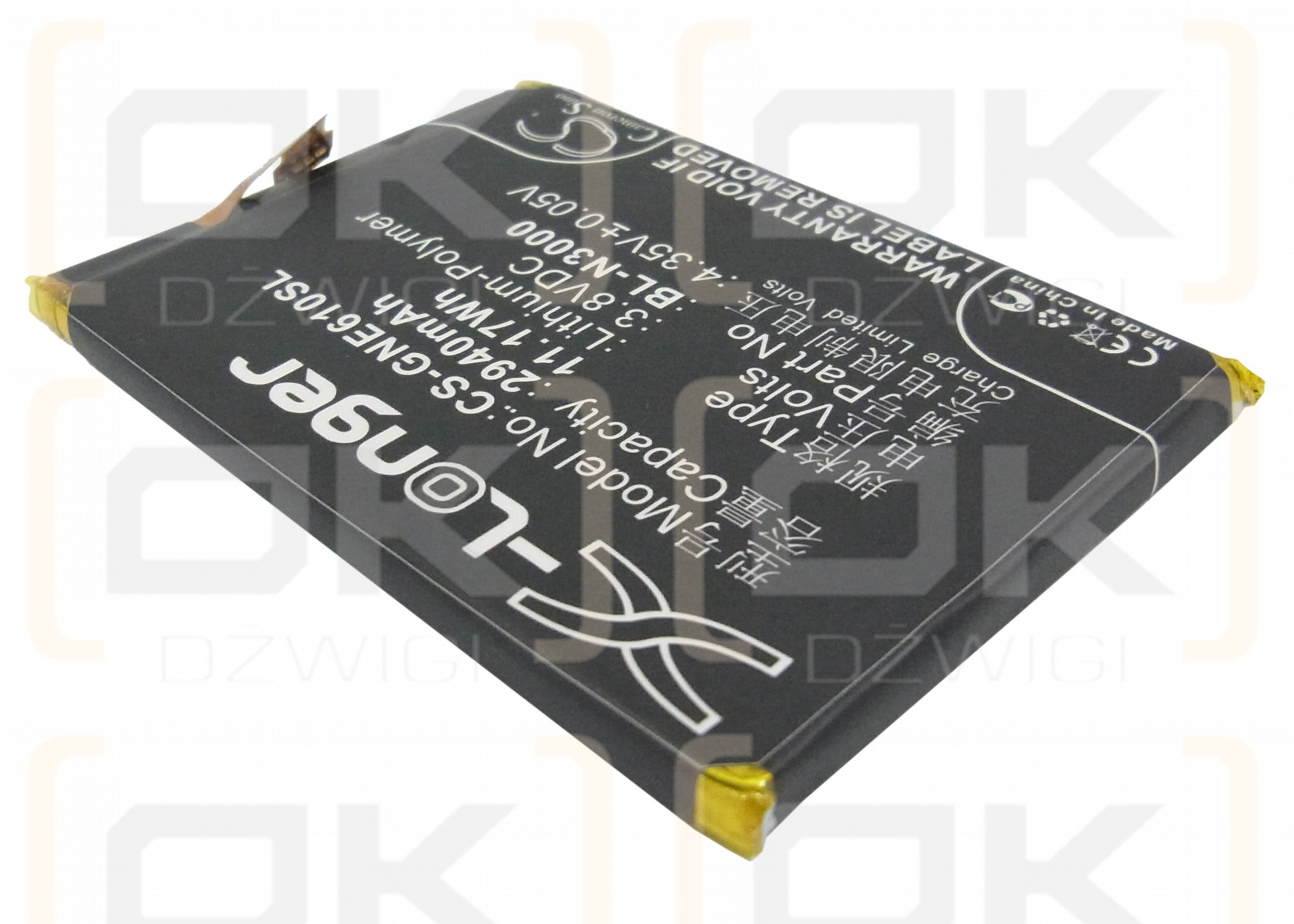 Replacement Battery for GIONEE E6 Mini / BL-N3000 2940 mAh Li-Polymer 3.8 V (Cameron Sino)
