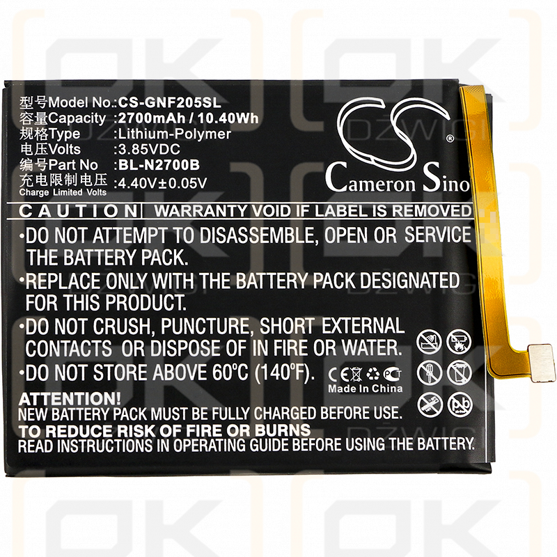 GIONEE F205L / BL-N2700B 2700mAh Li-Polymer 3.85V (Cameron Sino)