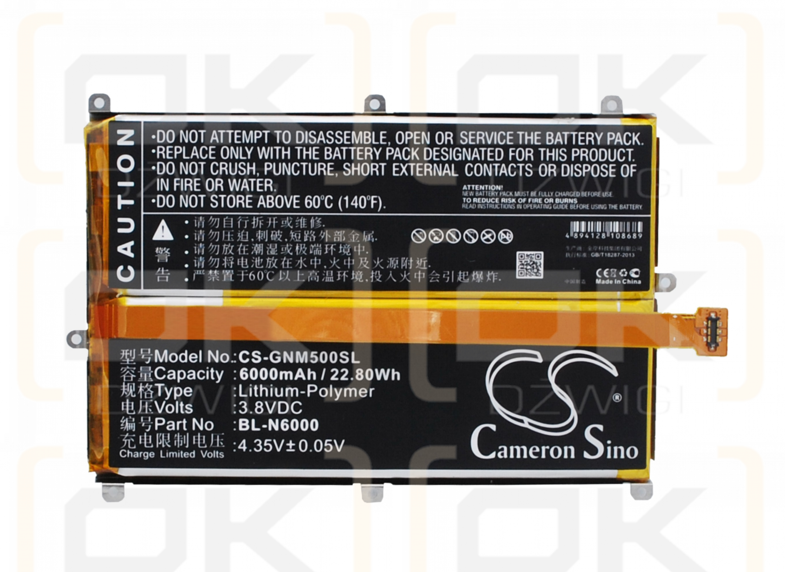 GIONEE M5 / BL-N6000 6000mAh Li-Polymer 3.8V (Cameron Sino)