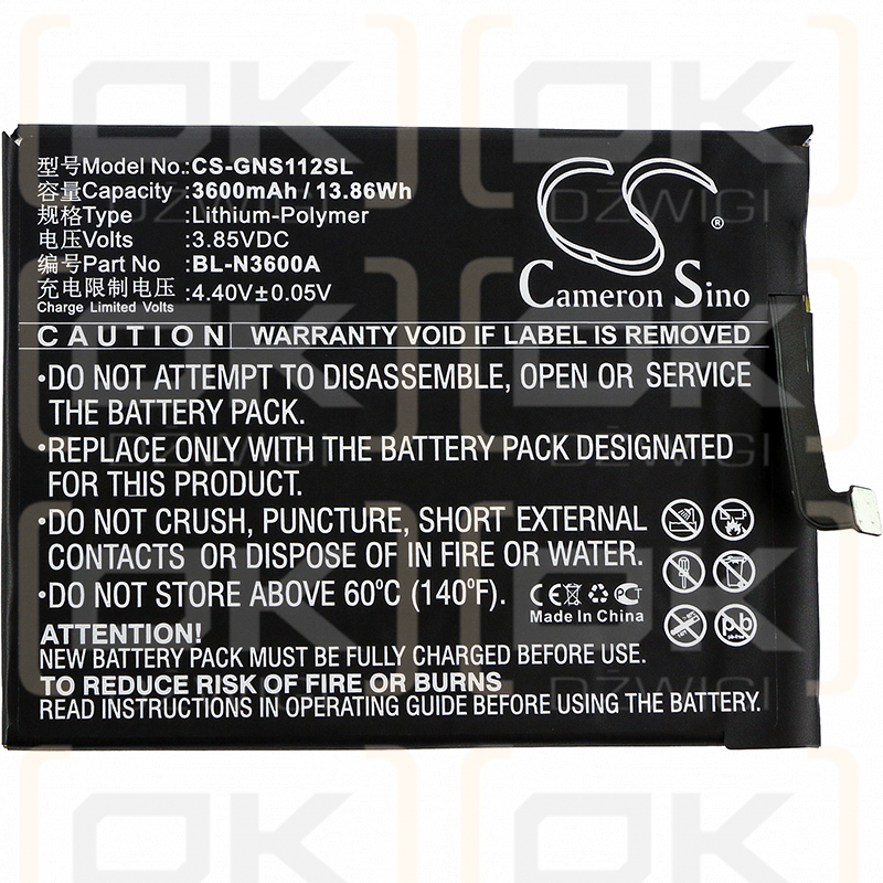 GiONEE / BL-N3600A 3600mAh Li-Polymer 3.85V (Cameron Sino)