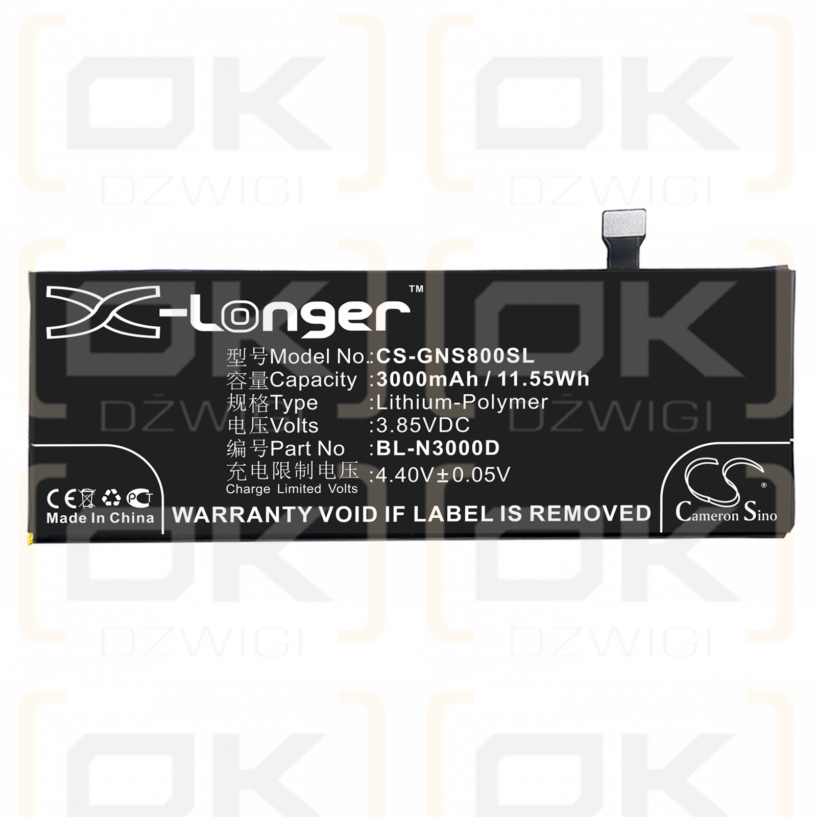 GIONEE GN9011L / BL-N3000D 3000 mAh Li-Polymer 3,85 V (Cameron Sino)