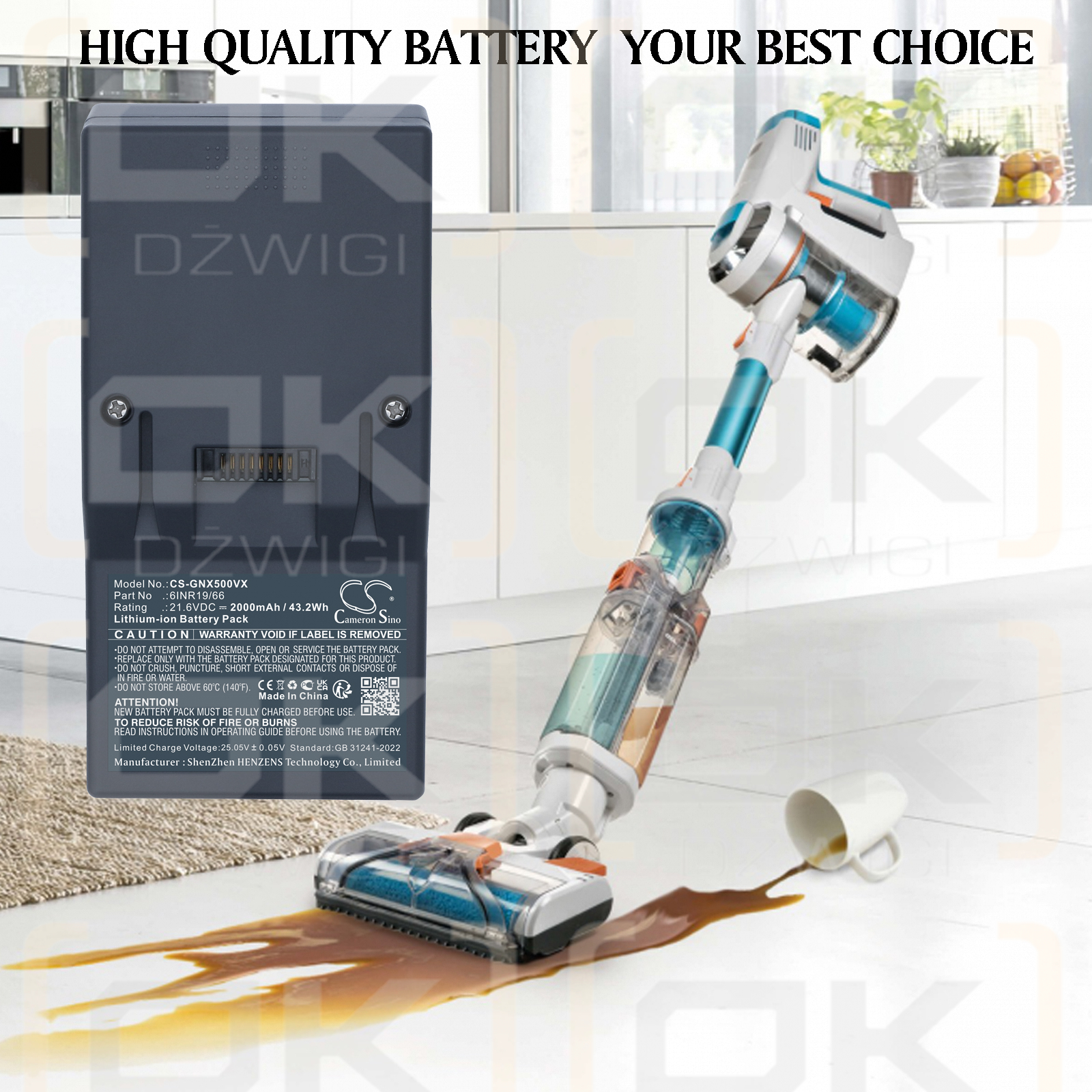 Genius Invictus X5 Facelift Cordless Handheld Vacuum / 6INR19/66 2000 mAh Li-ion 21.6 V (Cameron Sino)