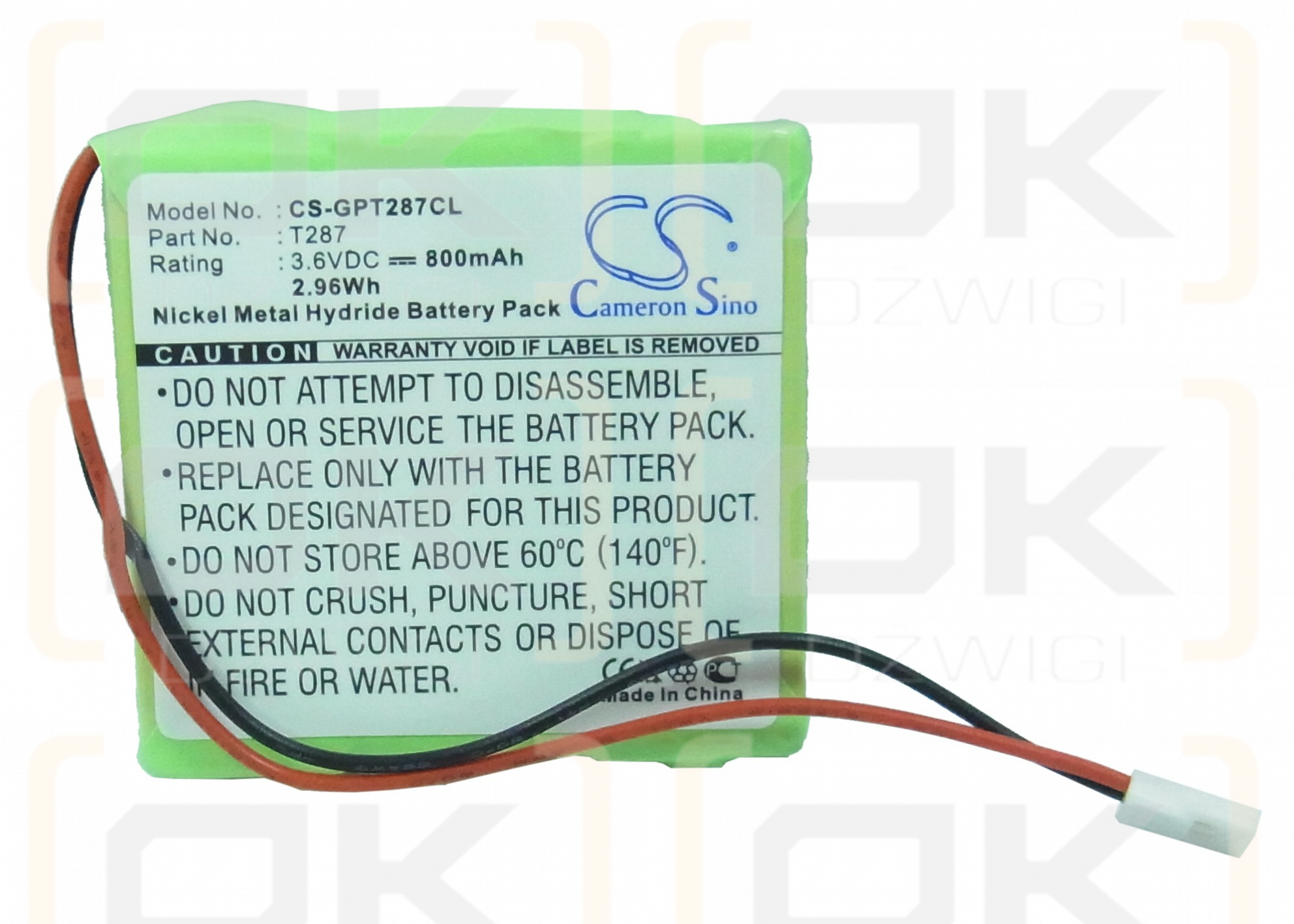 GP / T287 800 mAh Ni-MH 3,6 V (Cameron Sino)