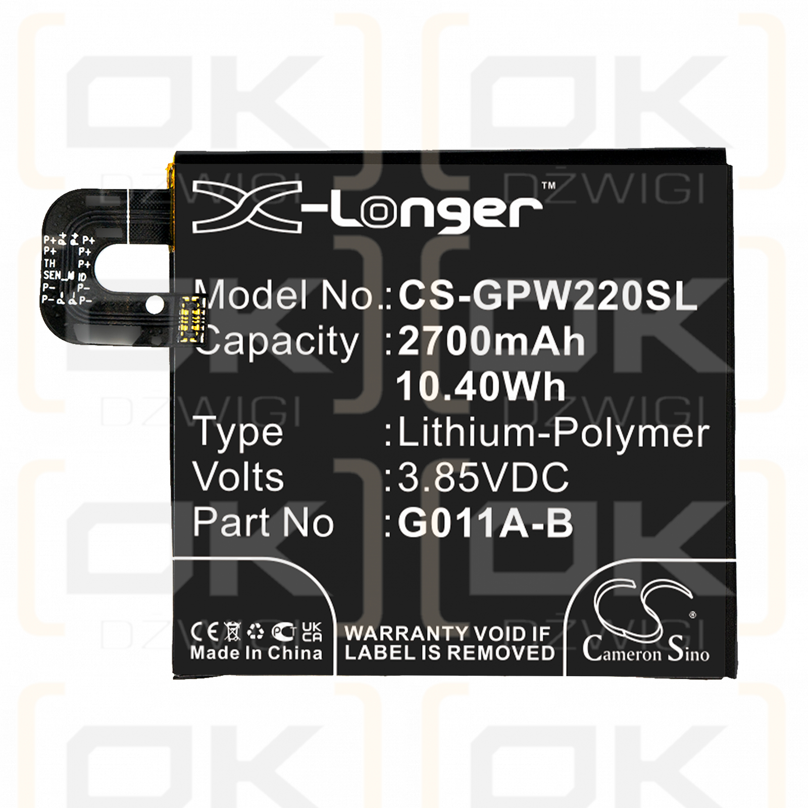 Google G011A / G011A-B 2700 mAh Li-Polymer 3,85 V (Cameron Sino)