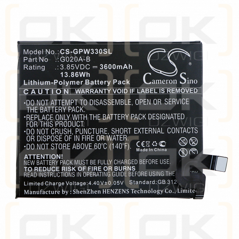 Google G020C / G020A-B 3600 mAh Li-Polymer 3,85 V (Cameron Sino)