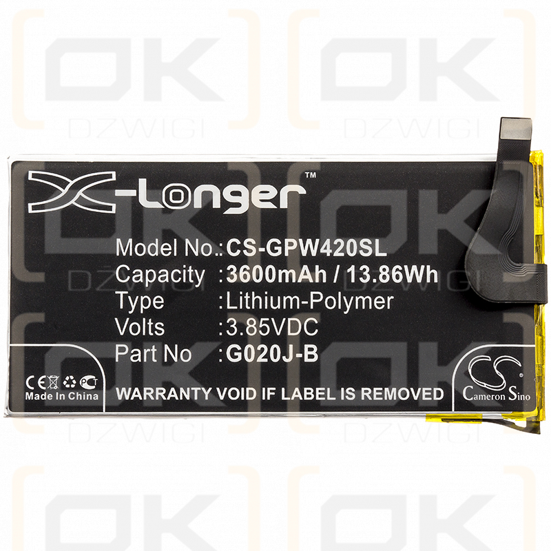 Google G020P / G020J-B 3600mAh Li-Polymer 3.85V (Cameron Sino)