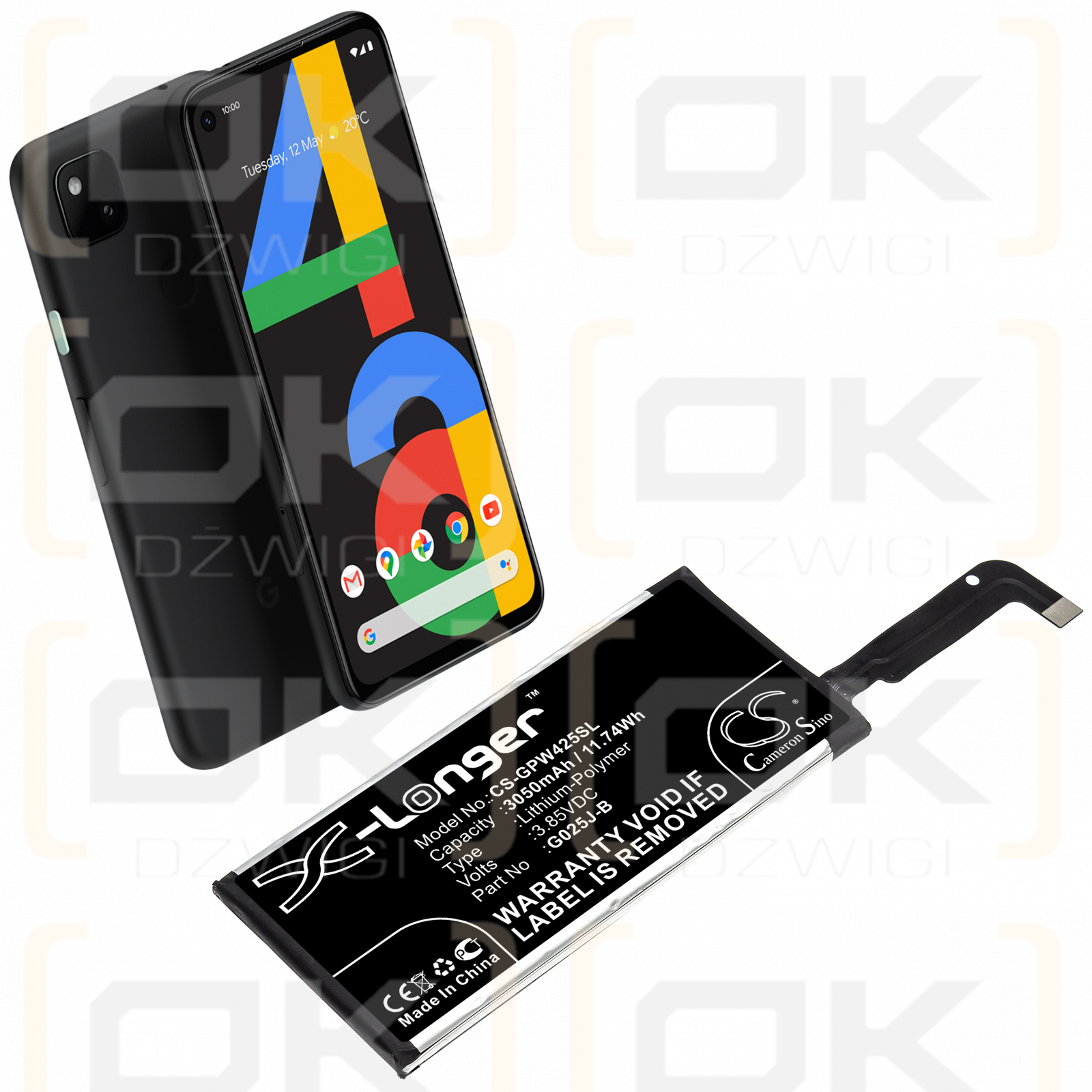 Google Pixel 4A / G025J-B 3050 mAh Li-Polymer 3,85 V (Cameron Sino)