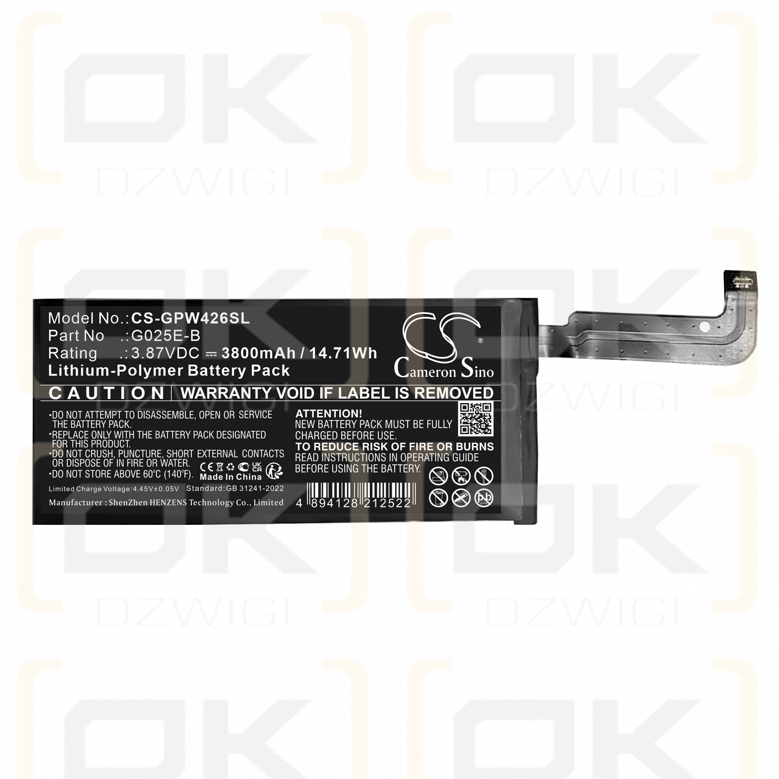 Google Pixel 4A 5G / G025E-B 3800mAh Li-Polymer 3.87V (Cameron Sino)