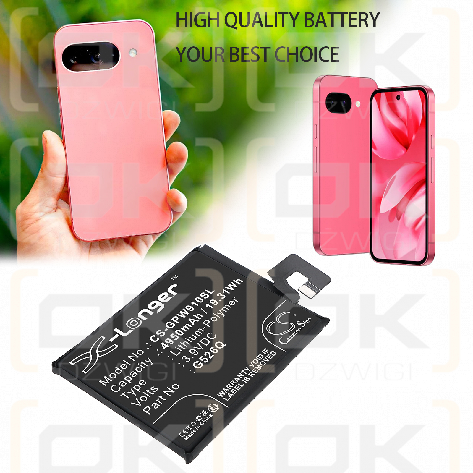 Google Pixel 9a / G526Q 4950 mAh Li-Polymer 3.9 V (Cameron Sino)