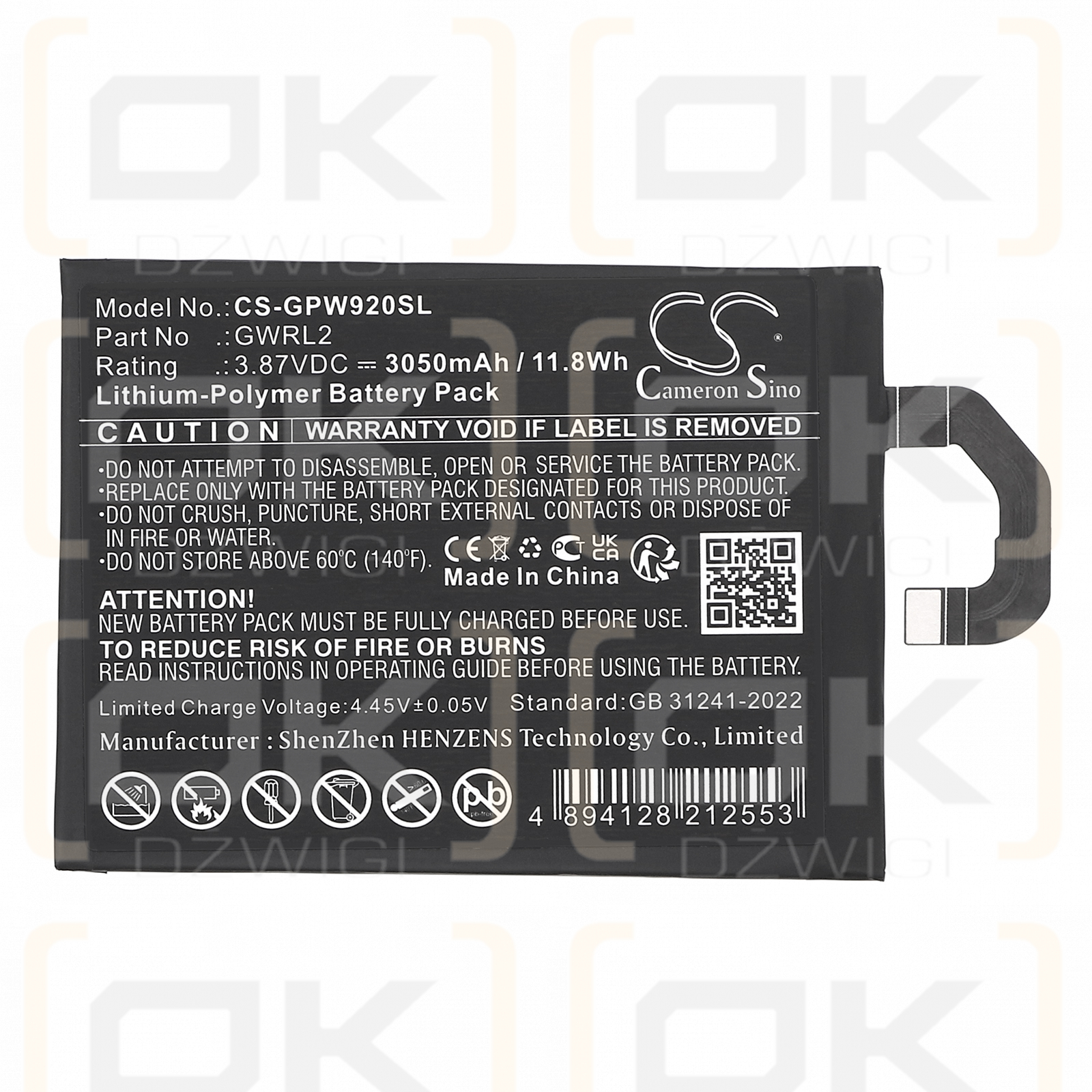 Google Pixel 9 Pro Fold / GWRL2 3050mAh Li-Polymer 3.87V (Cameron Sino)