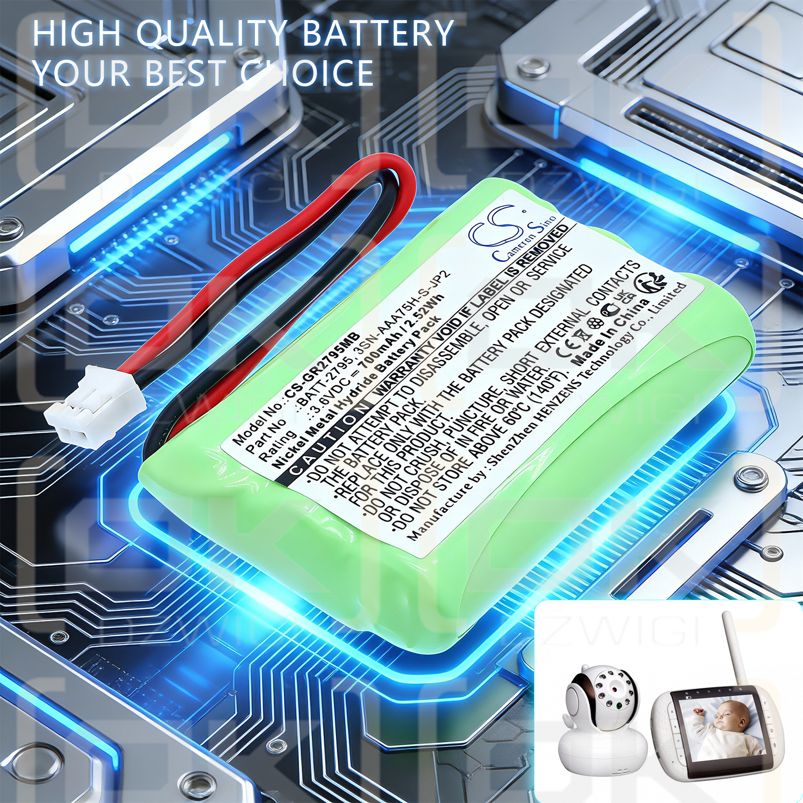 Batería de repuesto para Motorola MBP36PU / TFL3X44AAA900 700mAh Ni-MH 3.6V (Cameron Sino)