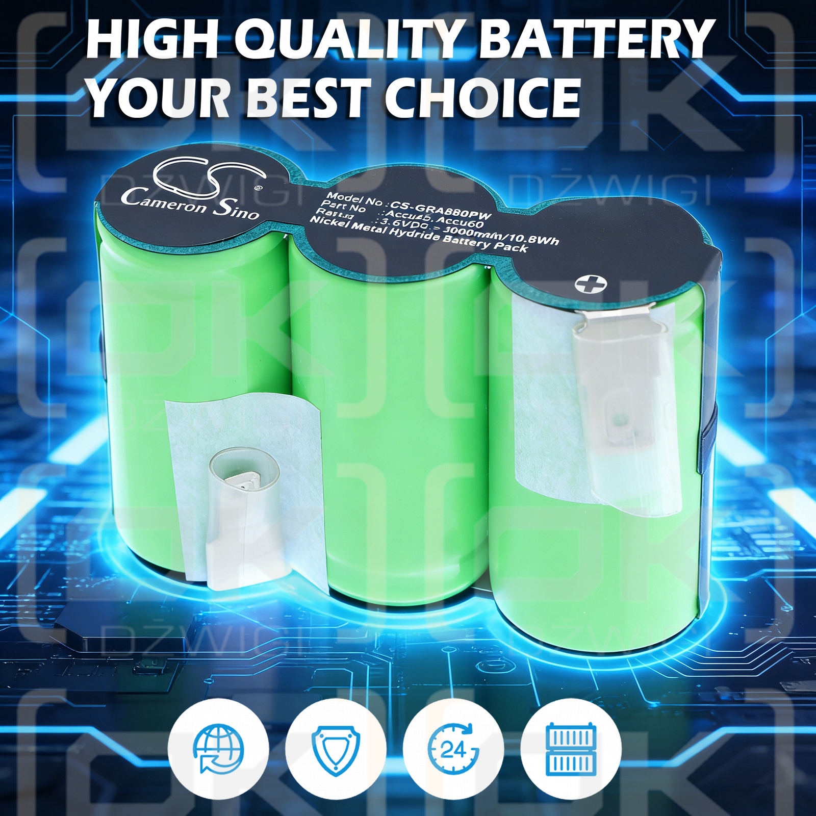 Batería de repuesto para Gardena Rasenkantenschere / Accu45 3000 mAh Ni-MH 3.6 V (Cameron Sino)