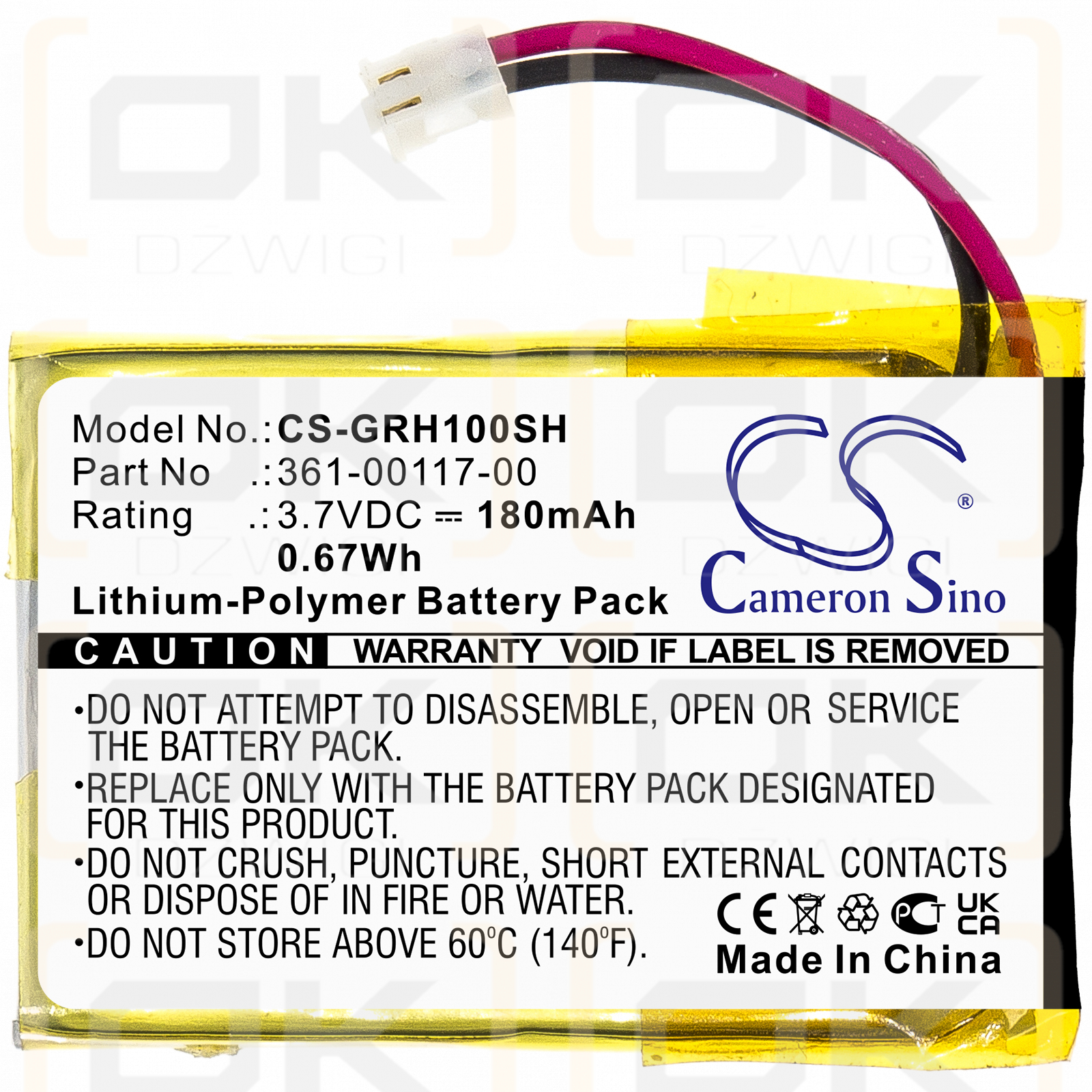 Garmin Forerunner 35 / 361-00117-00 180 mAh Li-Polymer 3,7 V (Cameron Sino)