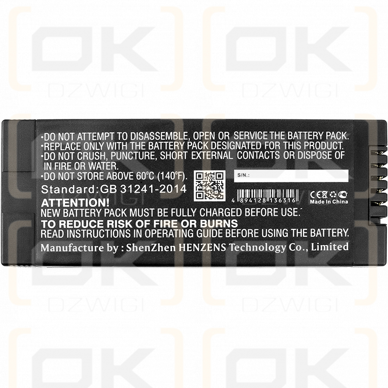 GE Krautkramer USM 33 / 1003022 4400mAh Li-ion 12.6V (Cameron Sino)