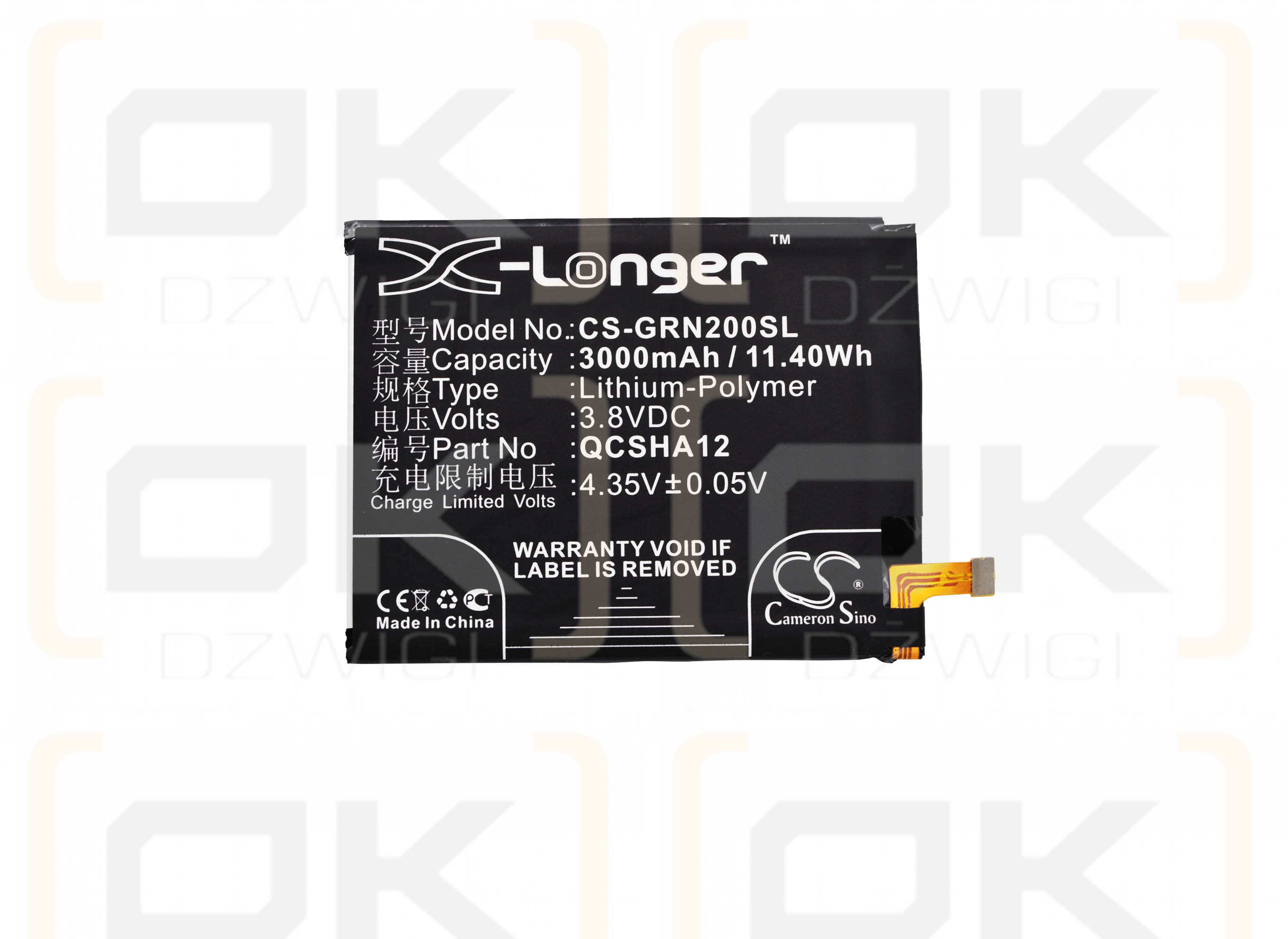 Grün Orange JL610 / QCSHA12 3000 mAh Li-Polymer 3,8 V (Cameron Sino)