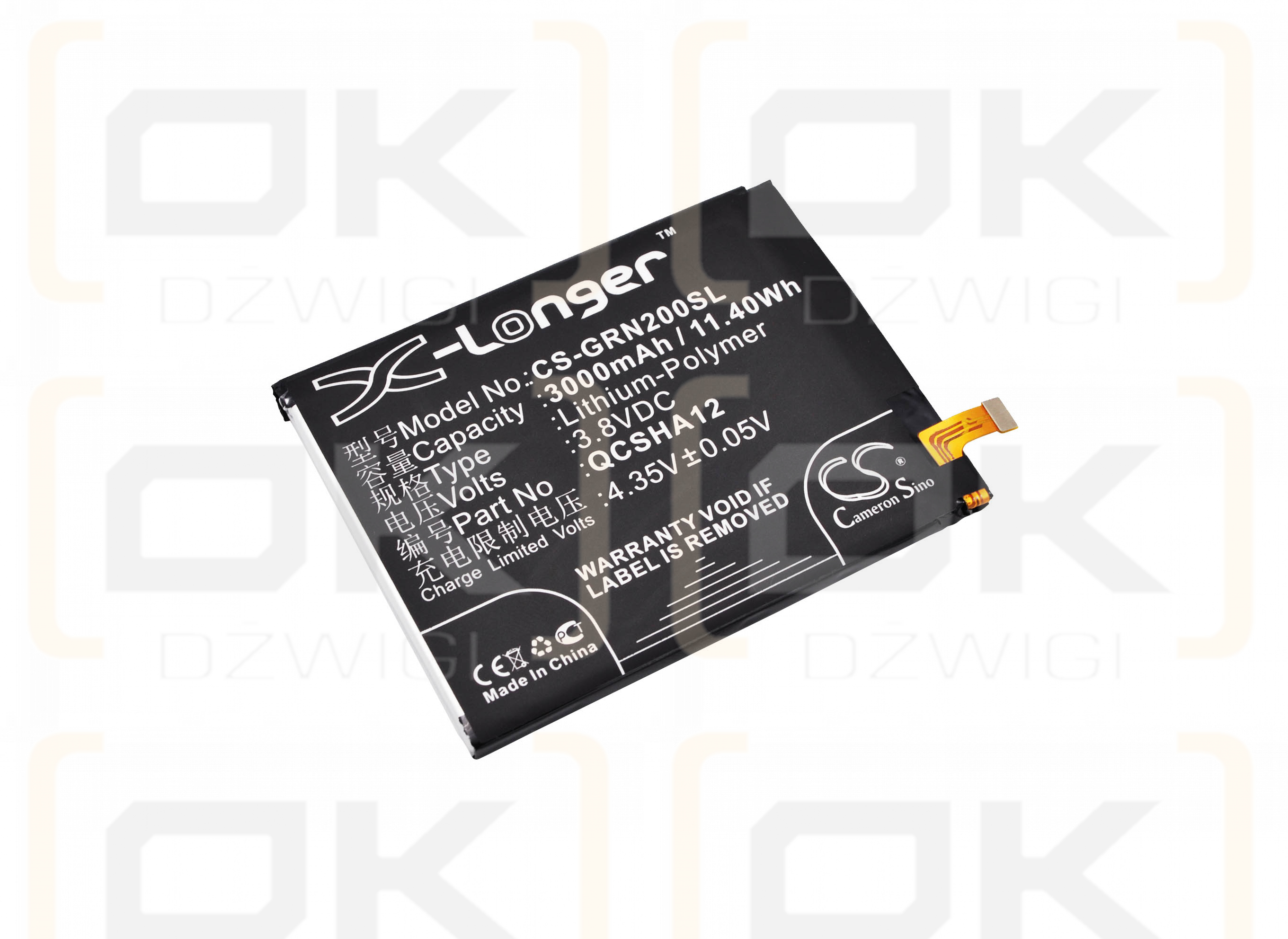 Grün Orange JL610 / QCSHA12 3000 mAh Li-Polymer 3,8 V (Cameron Sino)