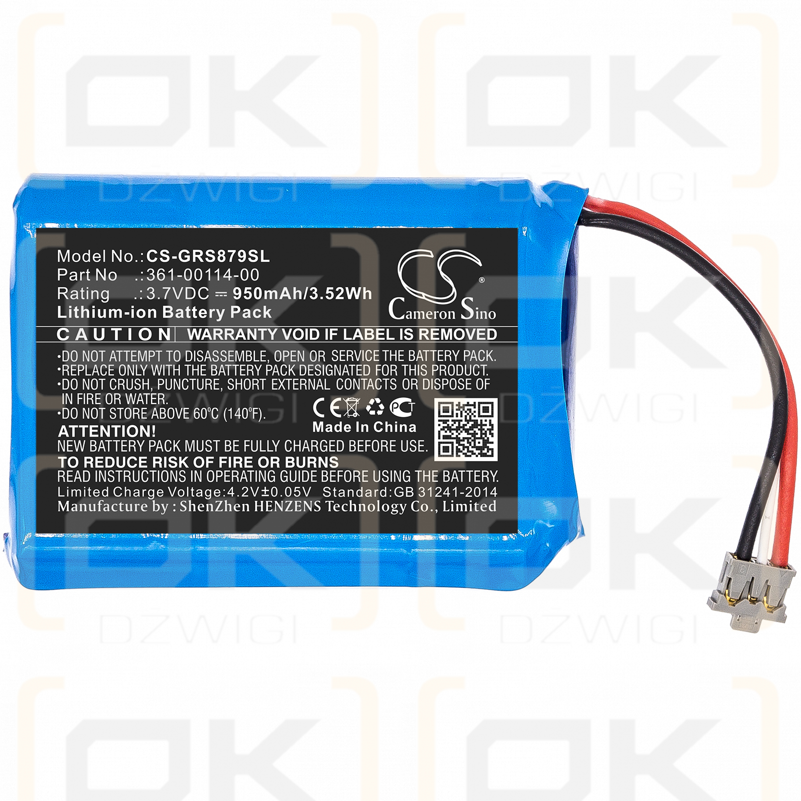 Garmin 010-02602-01 / 361-00114-00 950mAh Li-ion 3.7V (Cameron Sino)