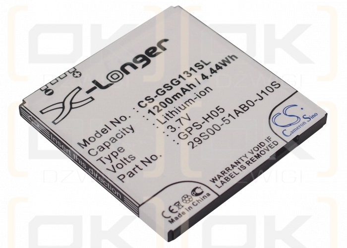 Batería de repuesto para Gigabyte Gsmart G1317D / GPS-H05, 1200 mAh, iones de litio, 3,7 V (Cameron Sino)