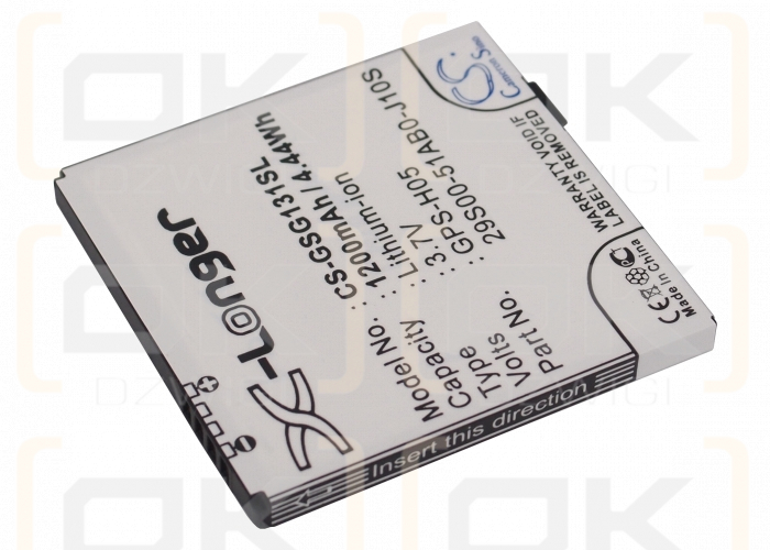 Batería de repuesto para Gigabyte Gsmart G1317D / GPS-H05, 1200 mAh, iones de litio, 3,7 V (Cameron Sino)