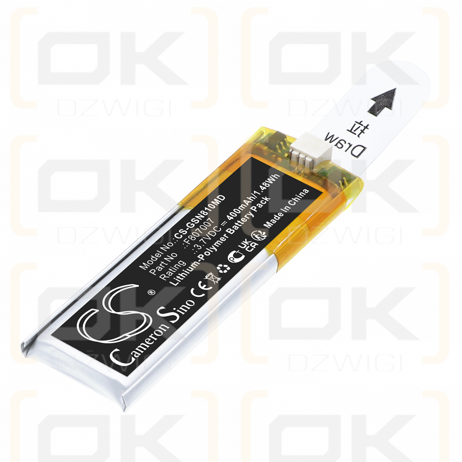 Gilson F81052 PIPETMAN M P8X100M EIGHT CHANNEL 10 - 100 UL DIGITAL PIPETTE / F807007 400 mAh Li-Polymer 3.7 V (Cameron Sino)