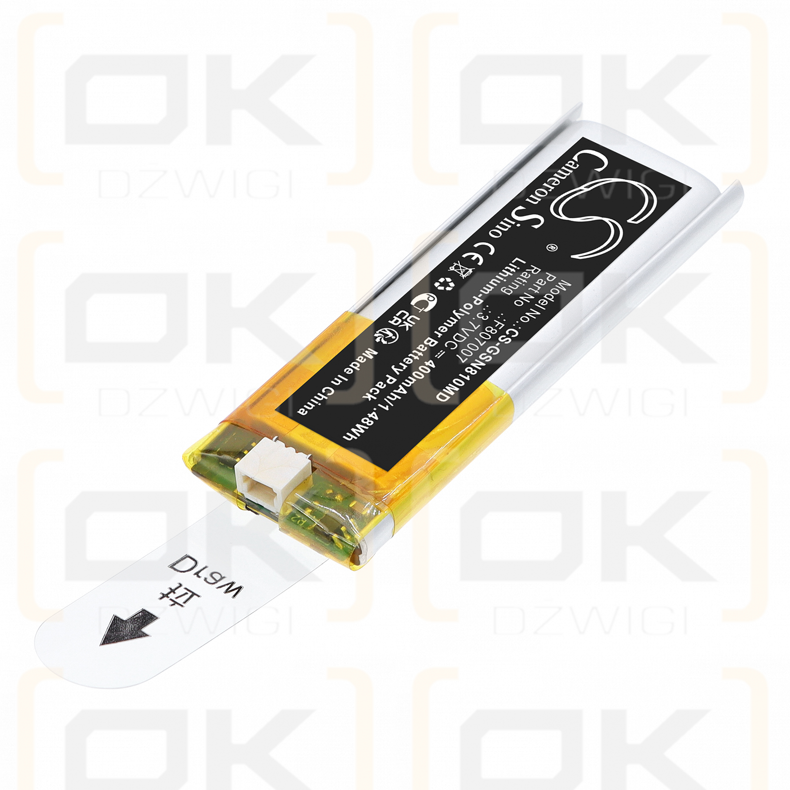 Gilson F81052 PIPETMAN M P8X100M EIGHT CHANNEL 10 - 100 UL DIGITAL PIPETTE / F807007 400 mAh Li-Polymer 3.7 V (Cameron Sino)