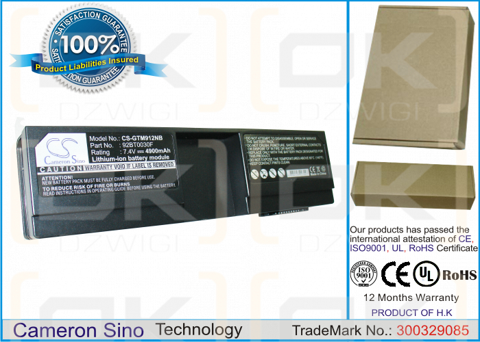 Gigabyte R912 / 92BT0030F 4900 mAh Li-Ion 7,4 V (Cameron Sino)