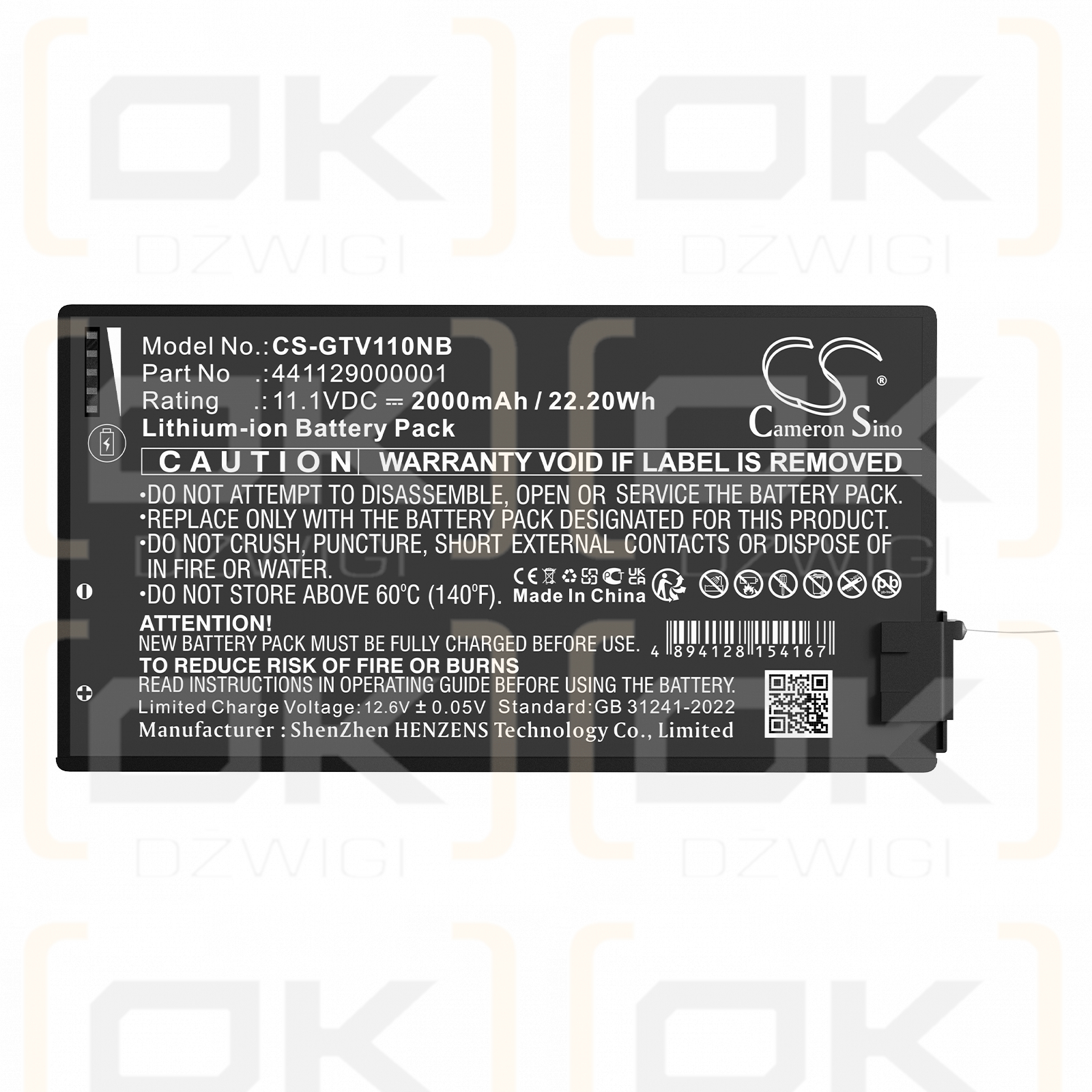 Getac V110 / 441129000001 2000mAh Li-ion 11.1V (Cameron Sino)